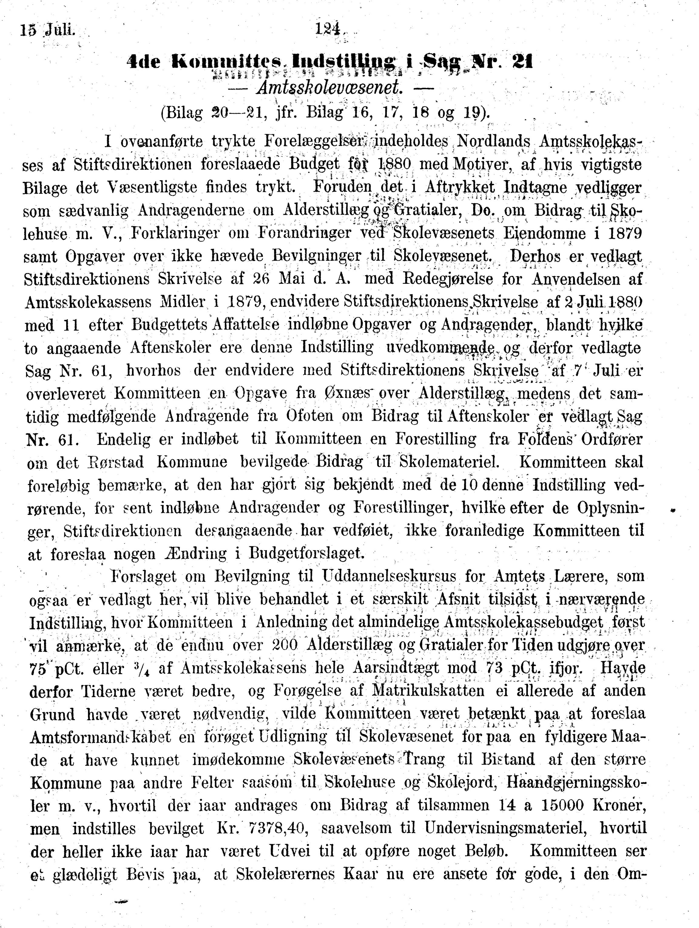 Nordland Fylkeskommune. Fylkestinget, AIN/NFK-17/176/A/Ac/L0010: Fylkestingsforhandlinger 1874-1880, 1874-1880