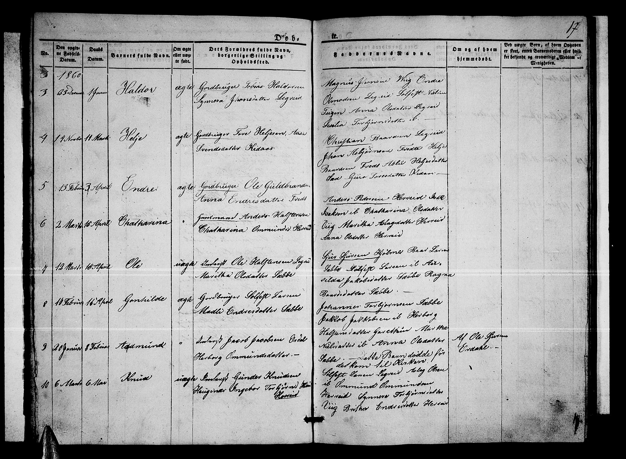 Ullensvang sokneprestembete, SAB/A-78701/H/Hab: Parish register (copy) no. C 1, 1855-1871, p. 17