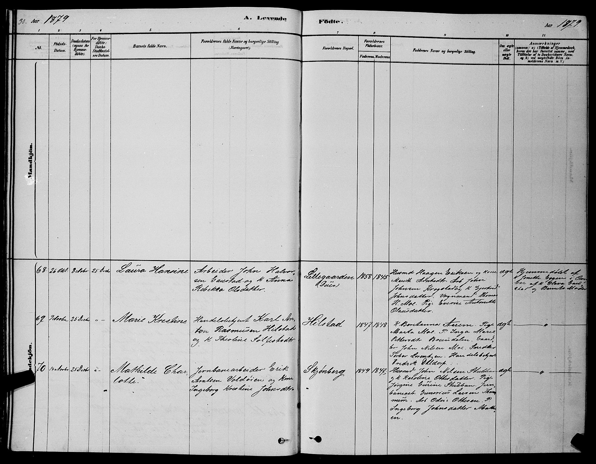 Ministerialprotokoller, klokkerbøker og fødselsregistre - Sør-Trøndelag, SAT/A-1456/606/L0312: Parish register (copy) no. 606C08, 1878-1894, p. 30