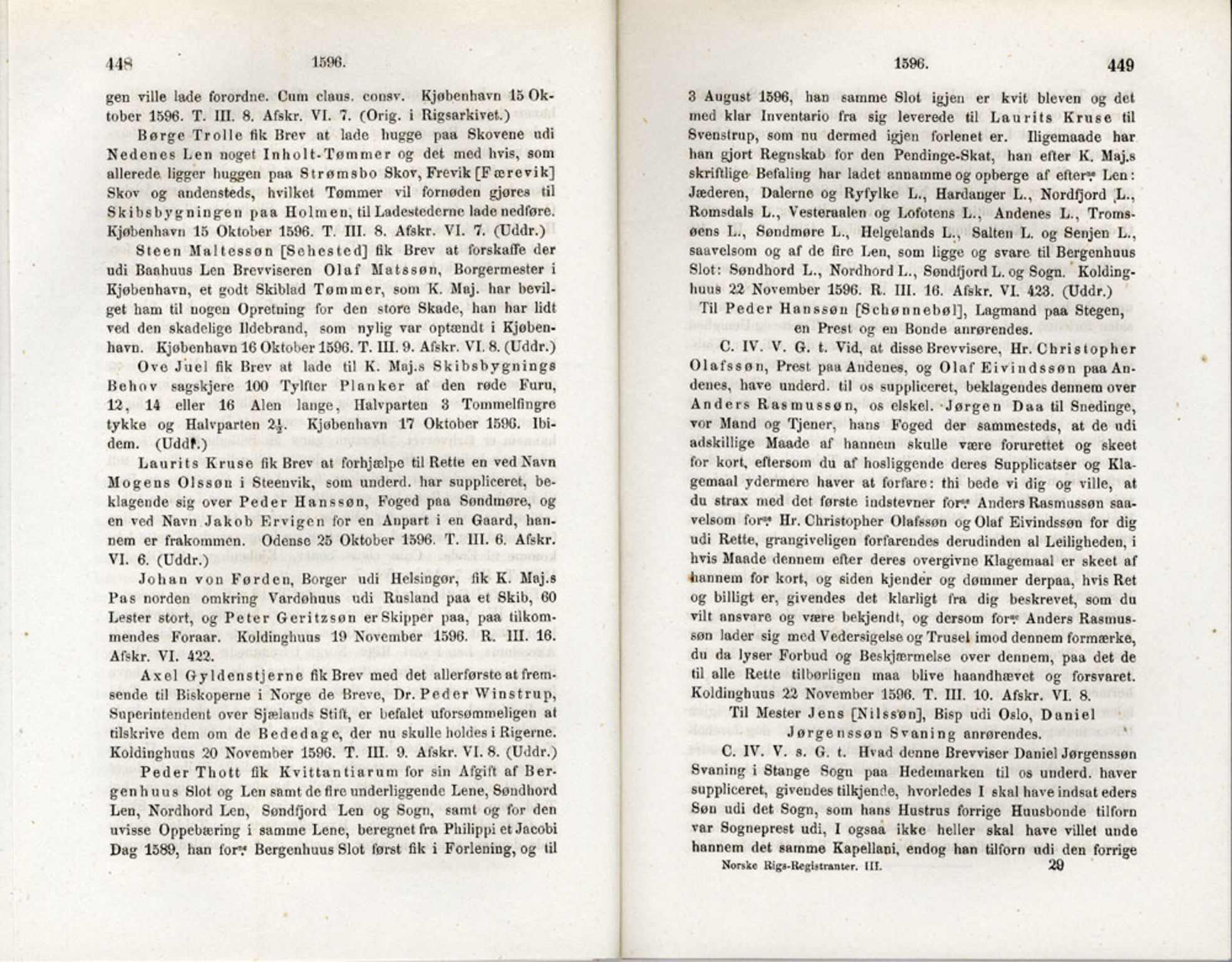 Publikasjoner utgitt av Det Norske Historiske Kildeskriftfond, PUBL/-/-/-: Norske Rigs-Registranter, bind 3, 1588-1602, p. 448-449