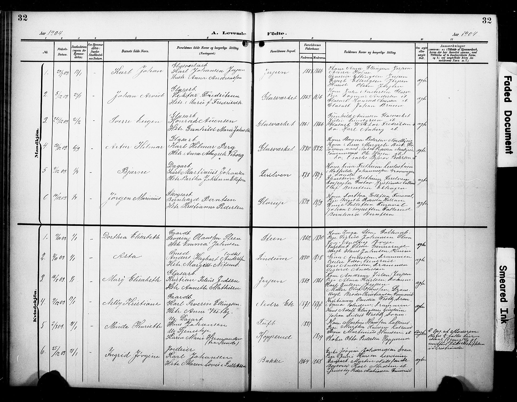Skoger kirkebøker, SAKO/A-59/G/Ga/L0003: Parish register (copy) no. I 3, 1900-1927, p. 32