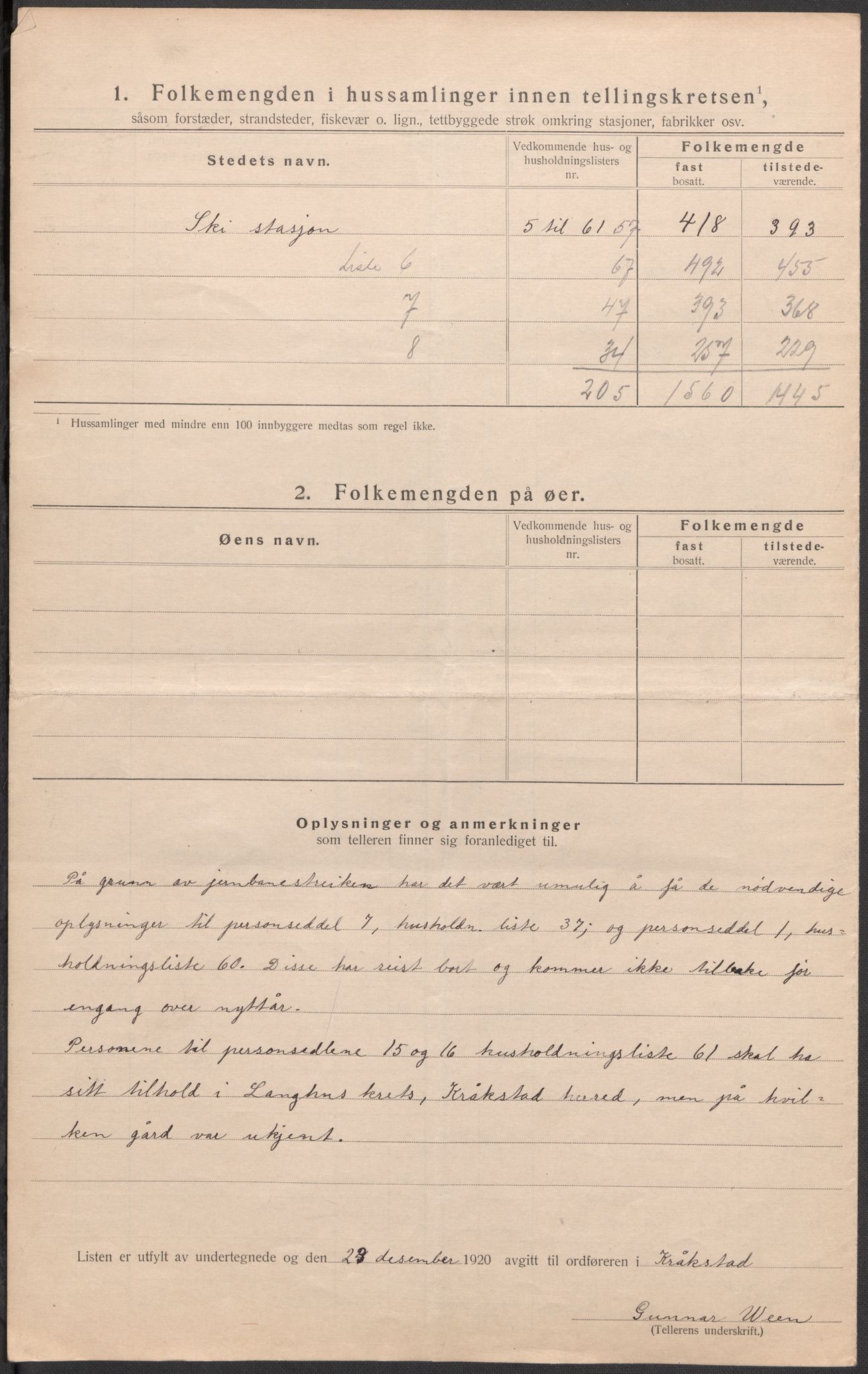 SAO, 1920 census for Kråkstad, 1920, p. 22