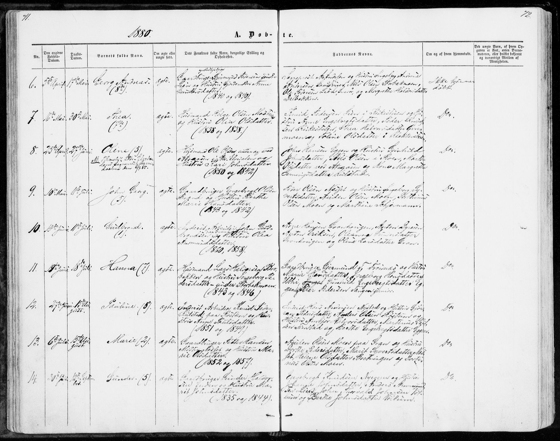 Sollia prestekontor, SAH/PREST-050/H/Ha/Haa/L0001: Parish register (official) no. 1, 1856-1885, p. 71-72