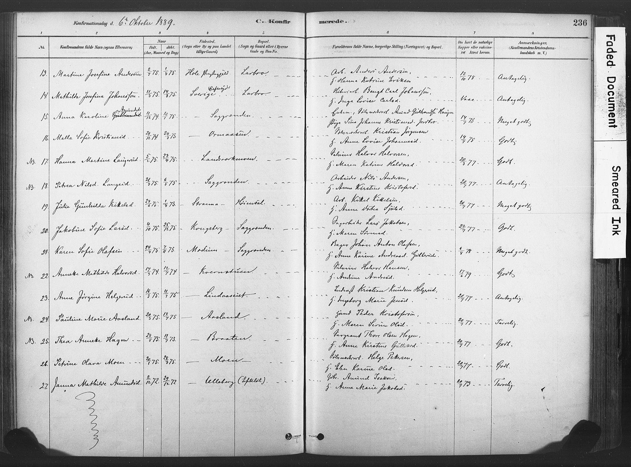 Sandsvær kirkebøker, SAKO/A-244/F/Fd/L0001: Parish register (official) no. IV 1, 1878-1906, p. 236