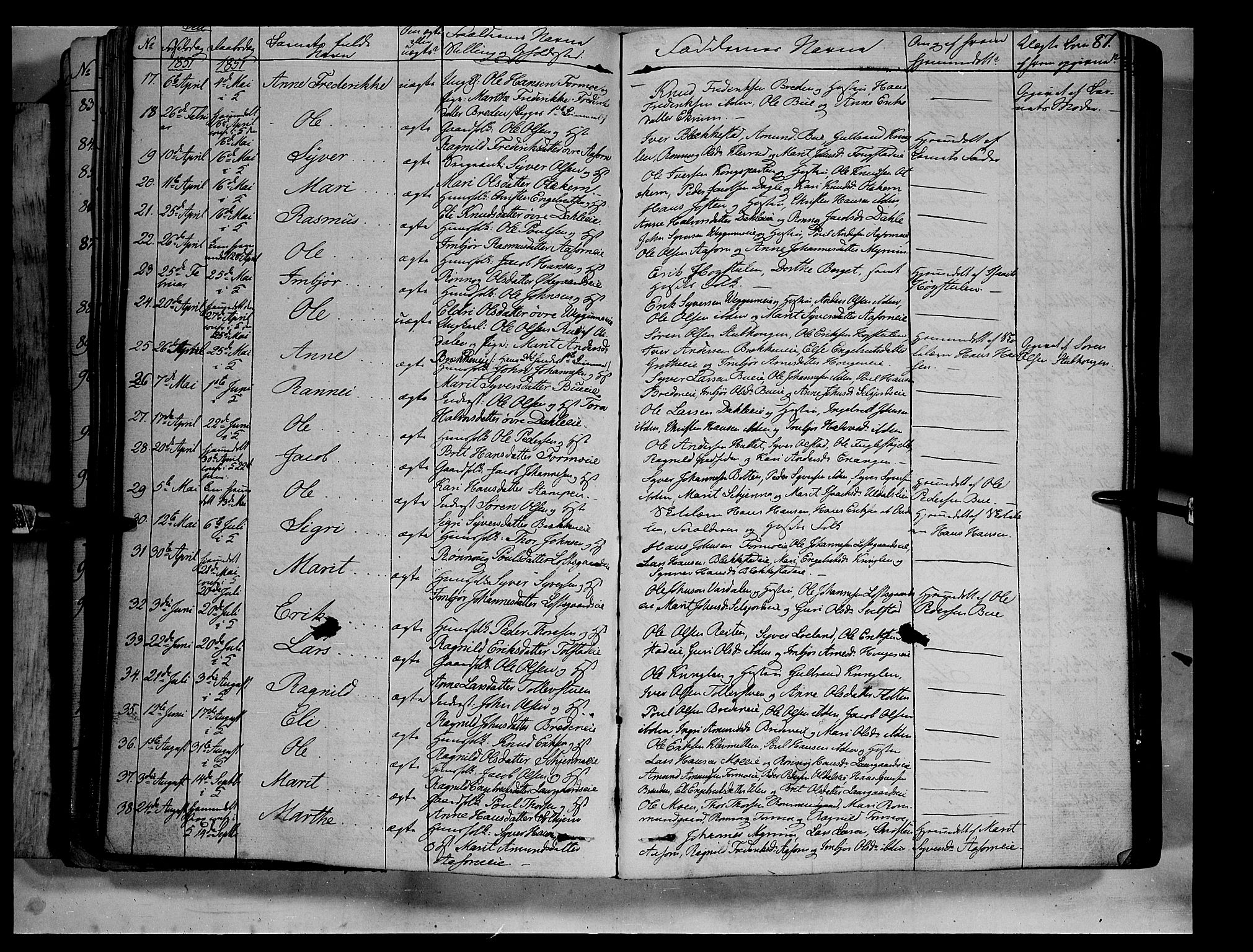 Vågå prestekontor, SAH/PREST-076/H/Ha/Haa/L0005: Parish register (official) no. 5 /3, 1842-1856, p. 87