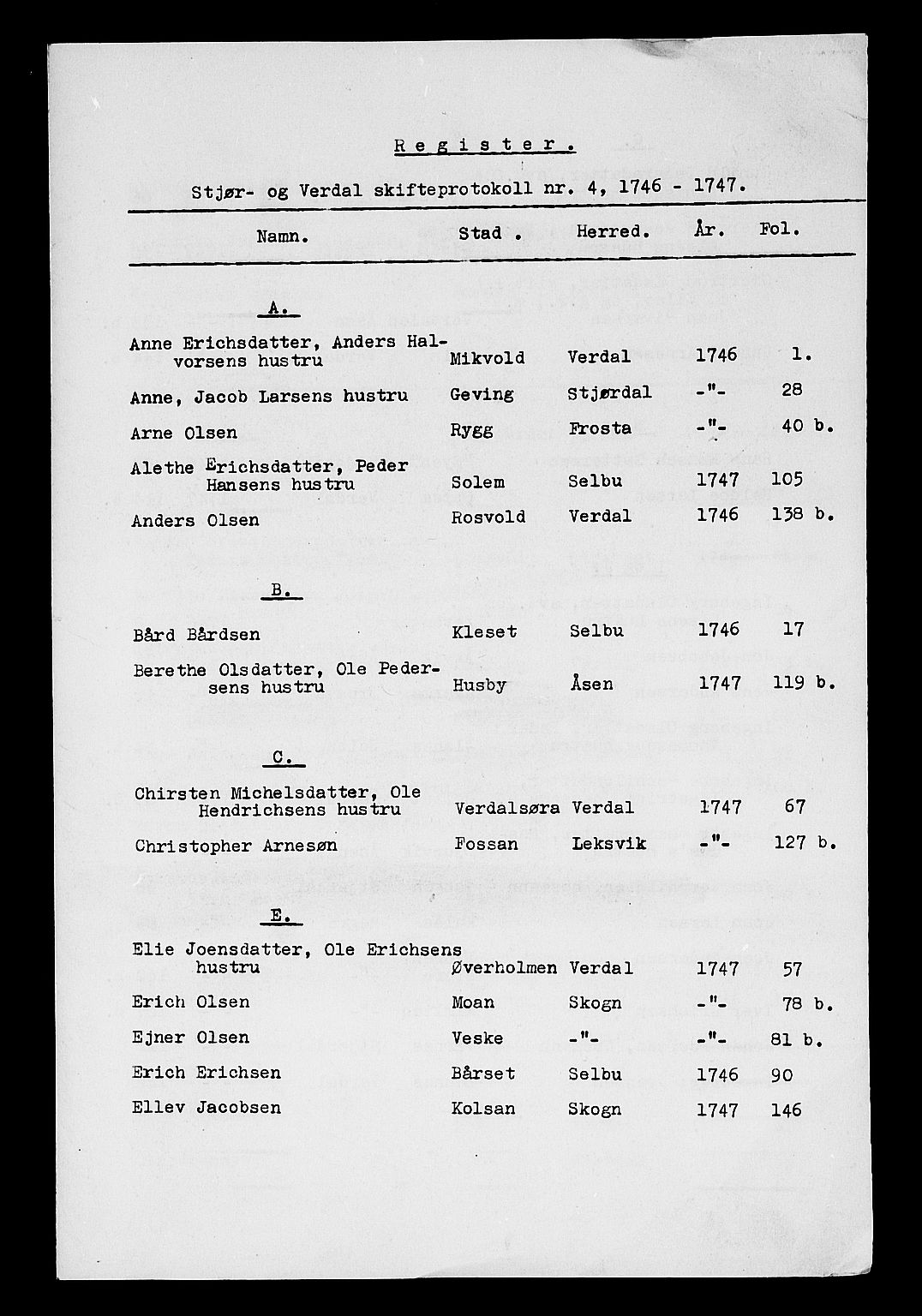 Stjør- og Verdal sorenskriveri, AV/SAT-A-4167/1/3/3A/L0006: Skifteprotokoll 4, 1746-1747