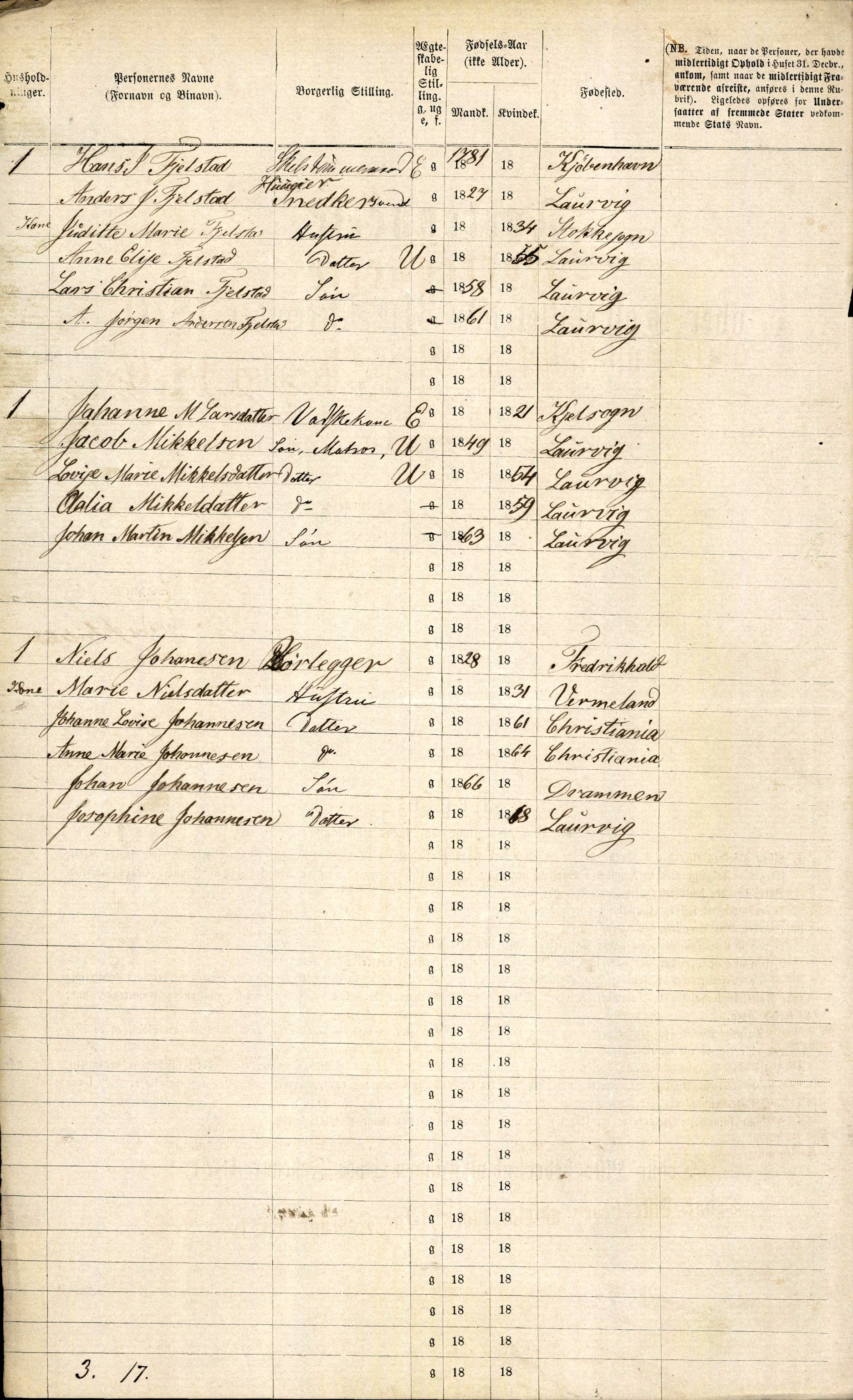 RA, 1870 census for 0707 Larvik, 1870, p. 410