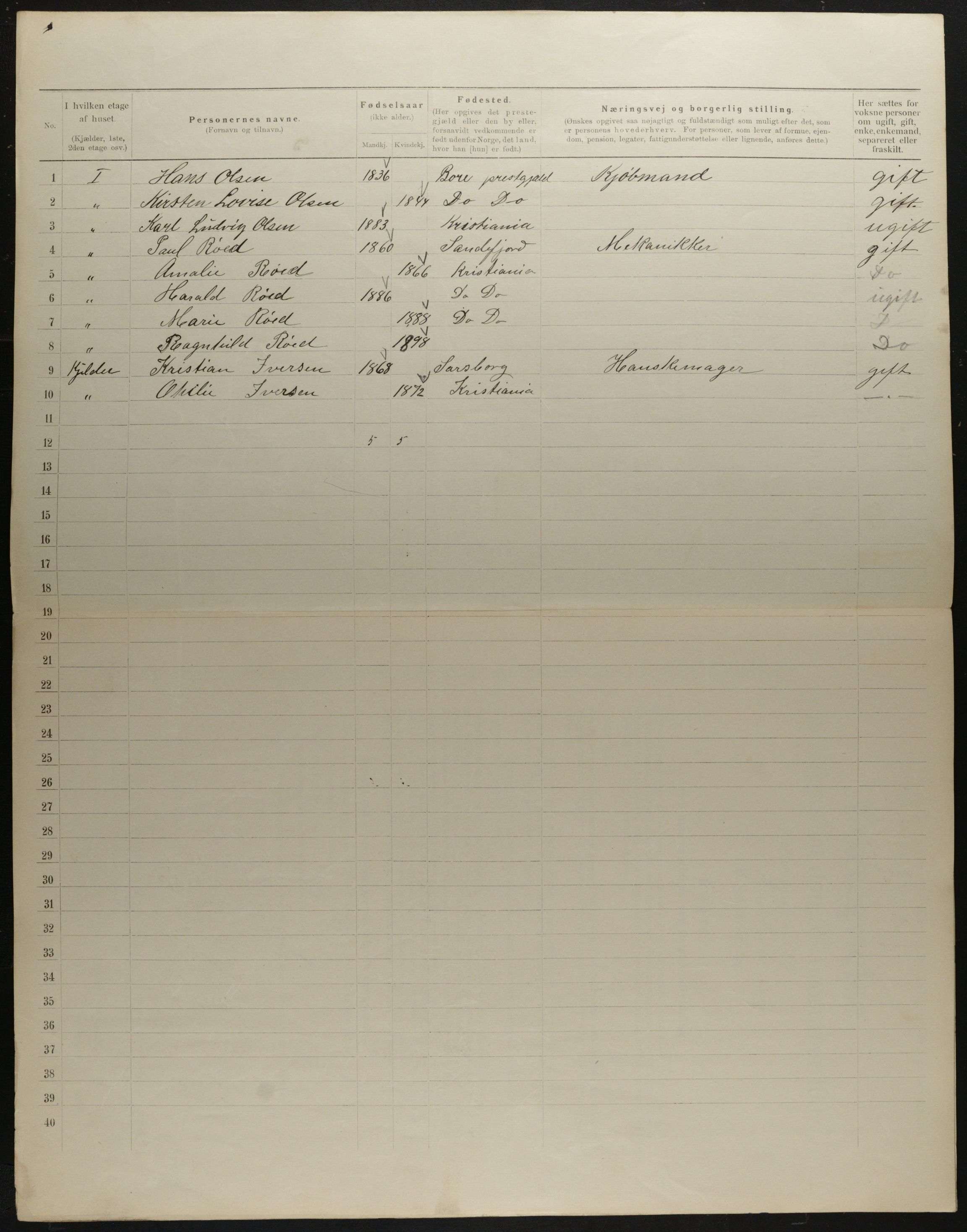 OBA, Municipal Census 1901 for Kristiania, 1901, p. 3943