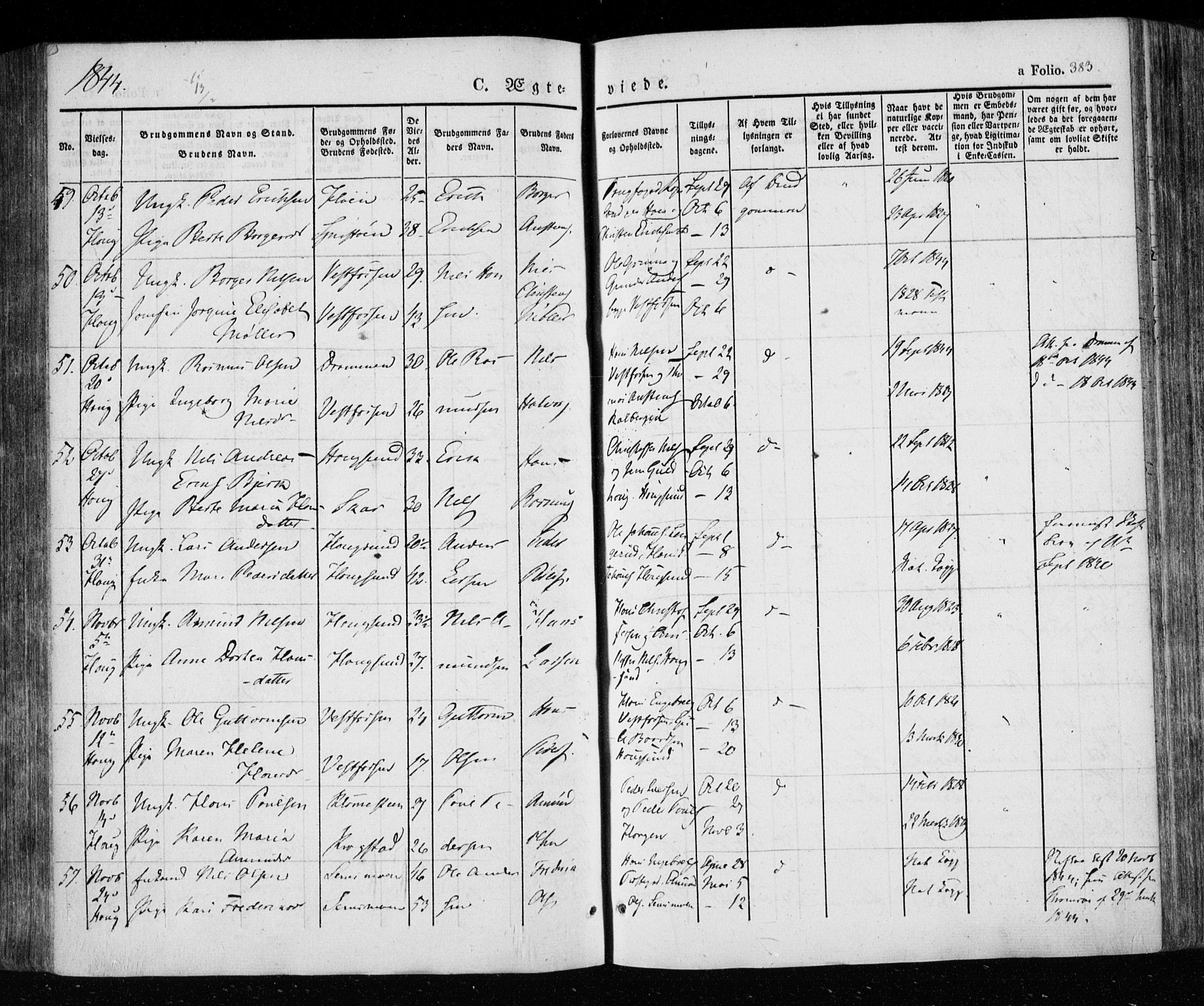 Eiker kirkebøker, AV/SAKO-A-4/F/Fa/L0013a: Parish register (official) no. I 13A, 1832-1845, p. 383