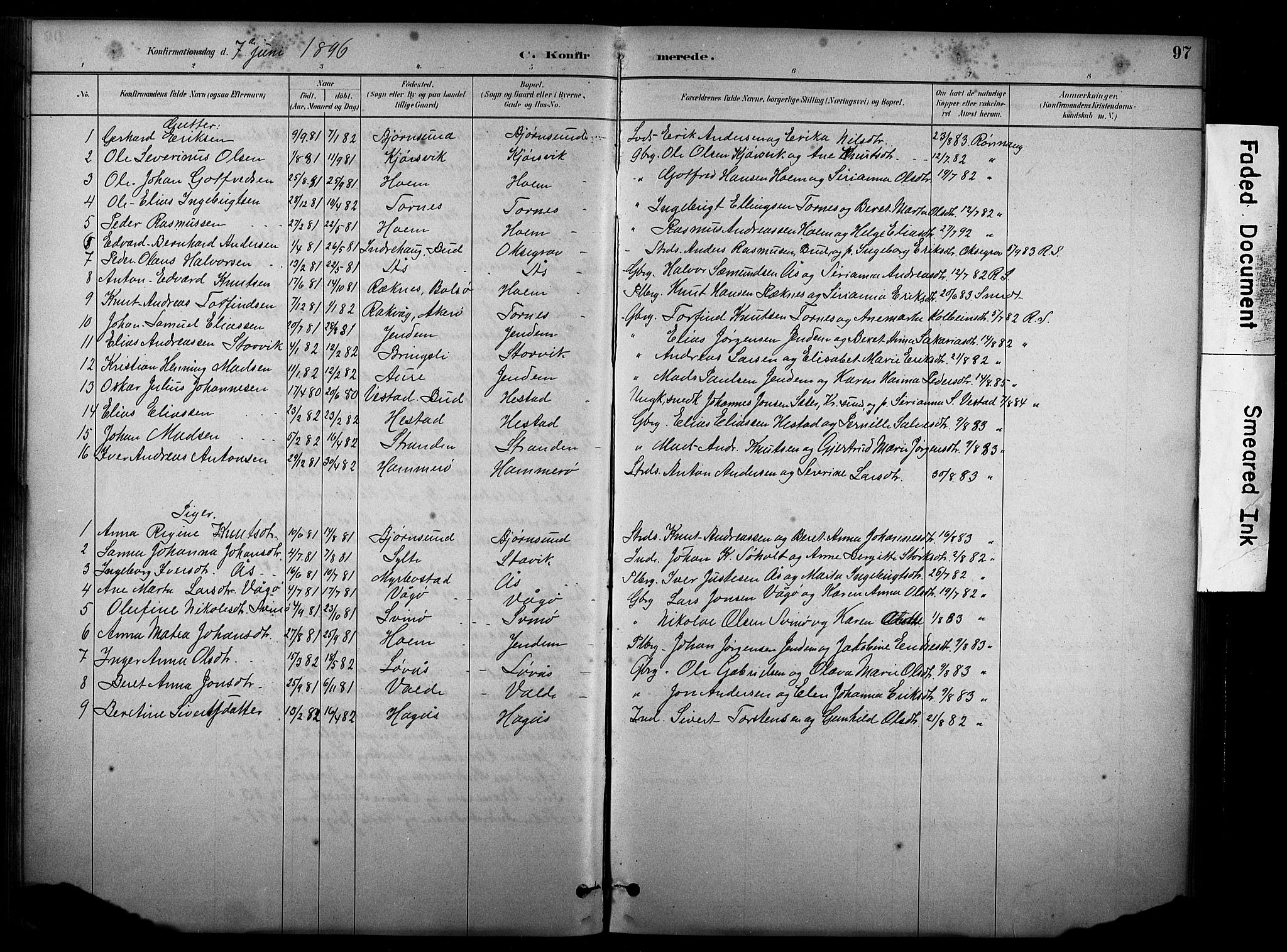 Ministerialprotokoller, klokkerbøker og fødselsregistre - Møre og Romsdal, AV/SAT-A-1454/565/L0755: Parish register (copy) no. 565C04, 1883-1903, p. 97