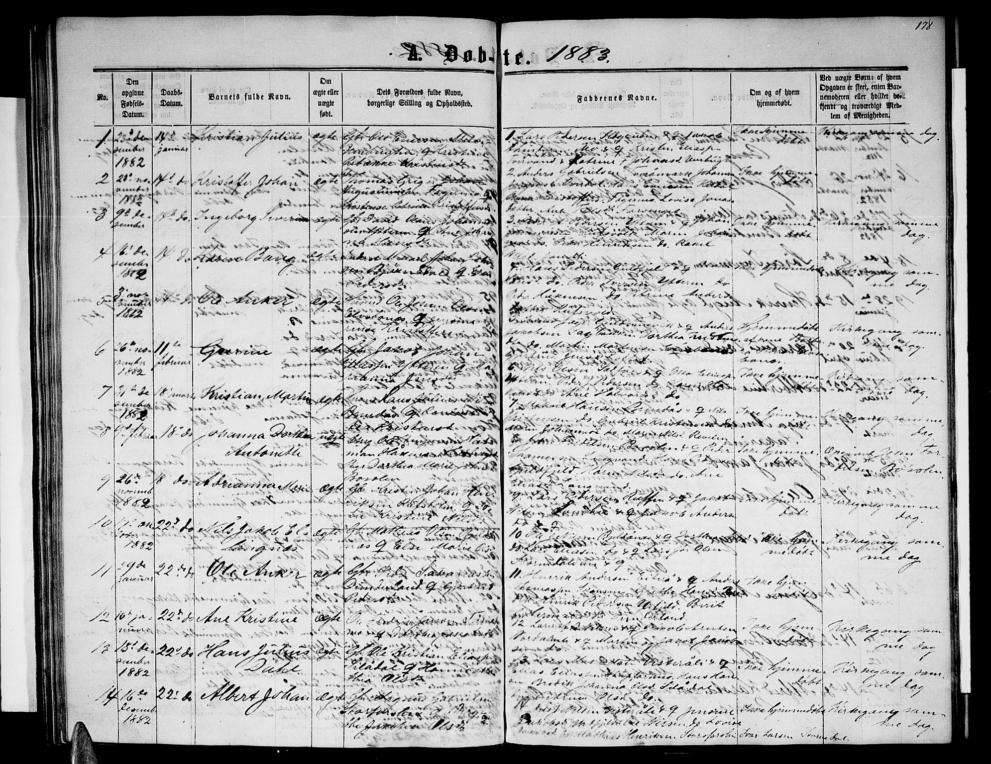 Ministerialprotokoller, klokkerbøker og fødselsregistre - Nordland, SAT/A-1459/827/L0415: Parish register (copy) no. 827C04, 1864-1886, p. 178