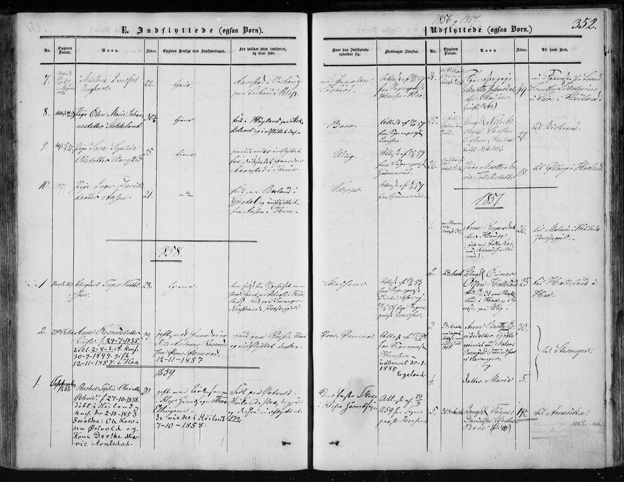 Klepp sokneprestkontor, AV/SAST-A-101803/001/3/30BA/L0005: Parish register (official) no. A 5, 1853-1870, p. 352