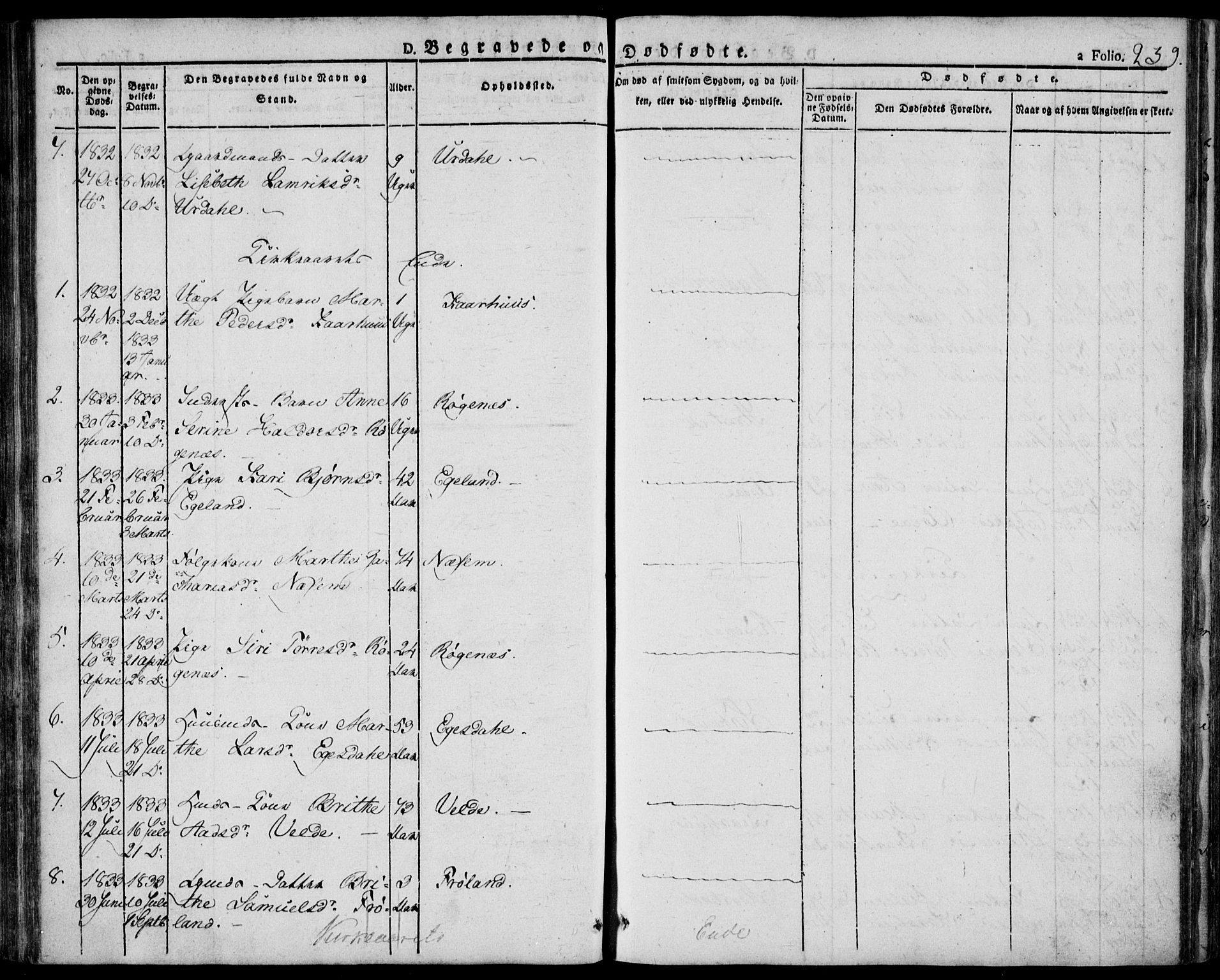 Skjold sokneprestkontor, AV/SAST-A-101847/H/Ha/Haa/L0005: Parish register (official) no. A 5, 1830-1856, p. 239