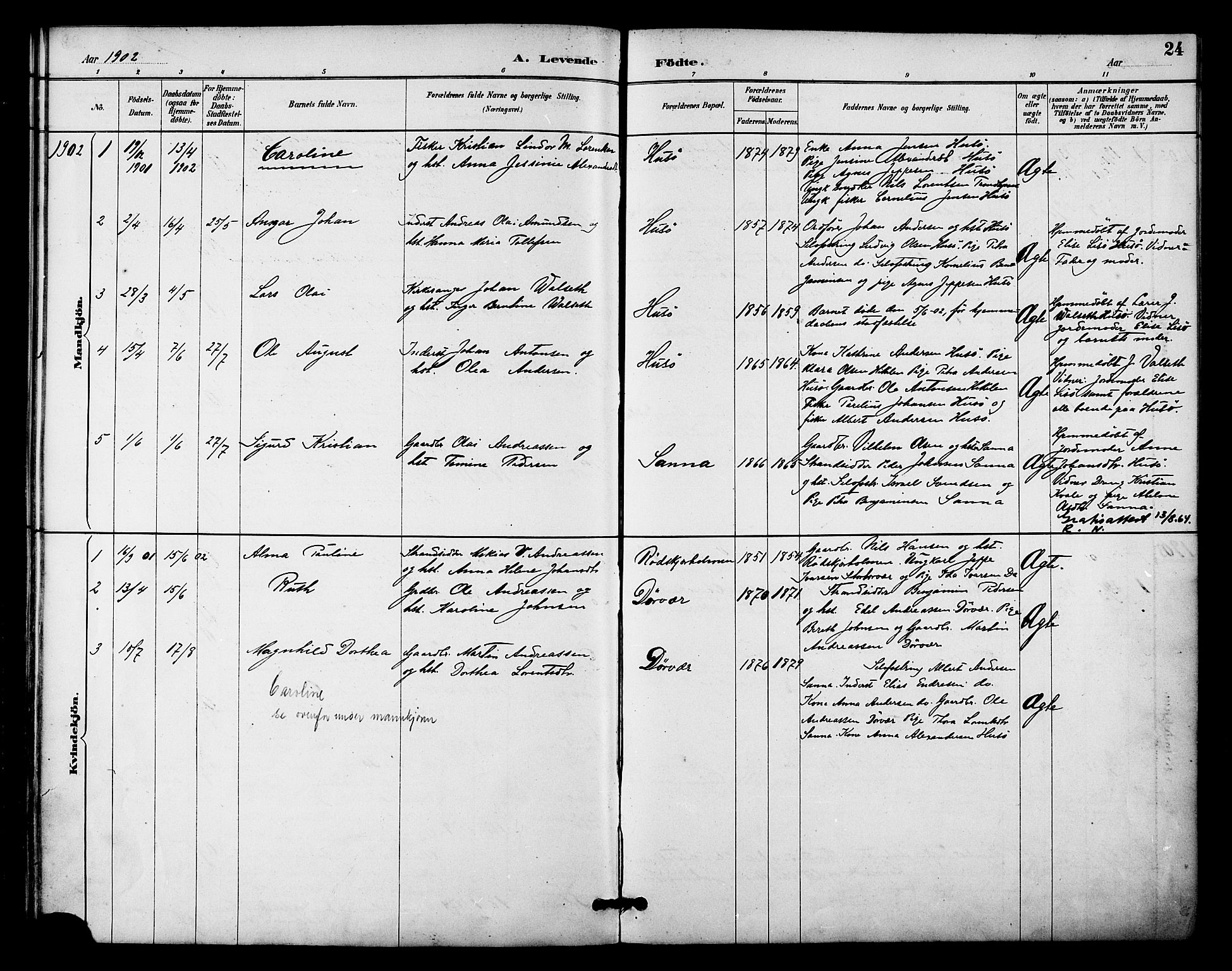 Ministerialprotokoller, klokkerbøker og fødselsregistre - Nordland, SAT/A-1459/840/L0580: Parish register (official) no. 840A02, 1887-1909, p. 24