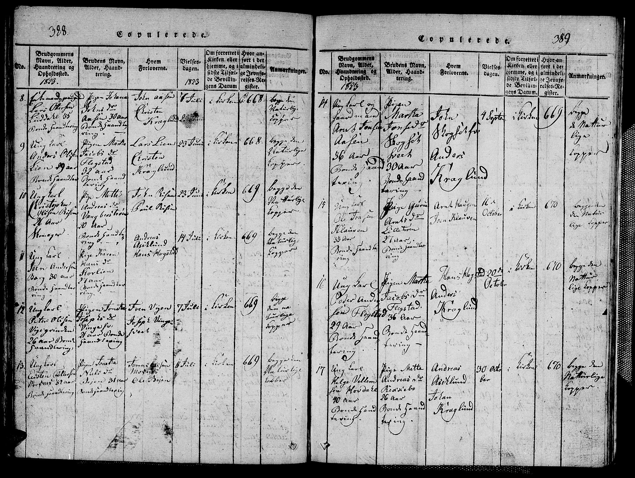 Ministerialprotokoller, klokkerbøker og fødselsregistre - Nord-Trøndelag, SAT/A-1458/713/L0124: Parish register (copy) no. 713C01, 1817-1827, p. 388-389