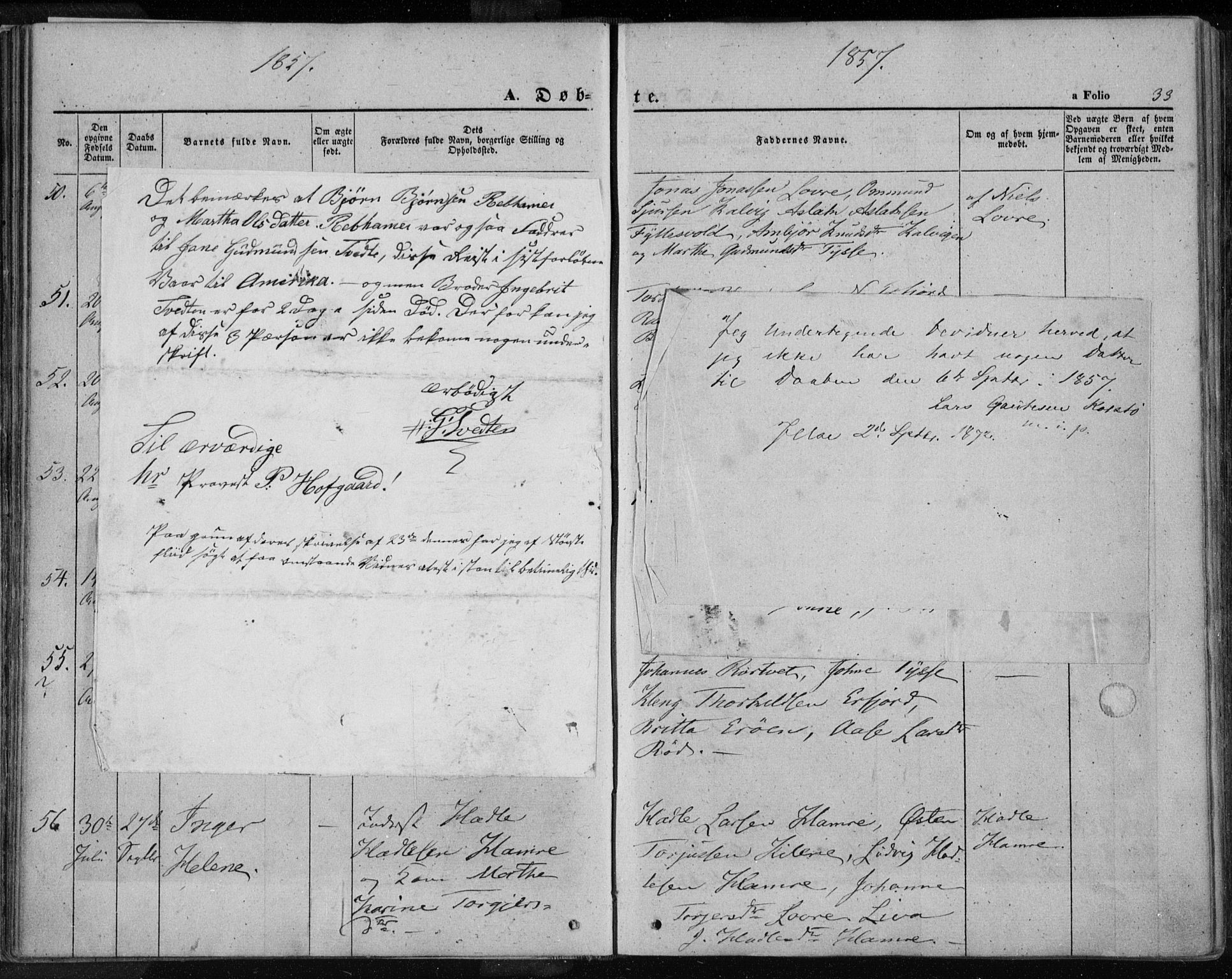 Jelsa sokneprestkontor, AV/SAST-A-101842/01/IV: Parish register (official) no. A 7, 1854-1866, p. 33