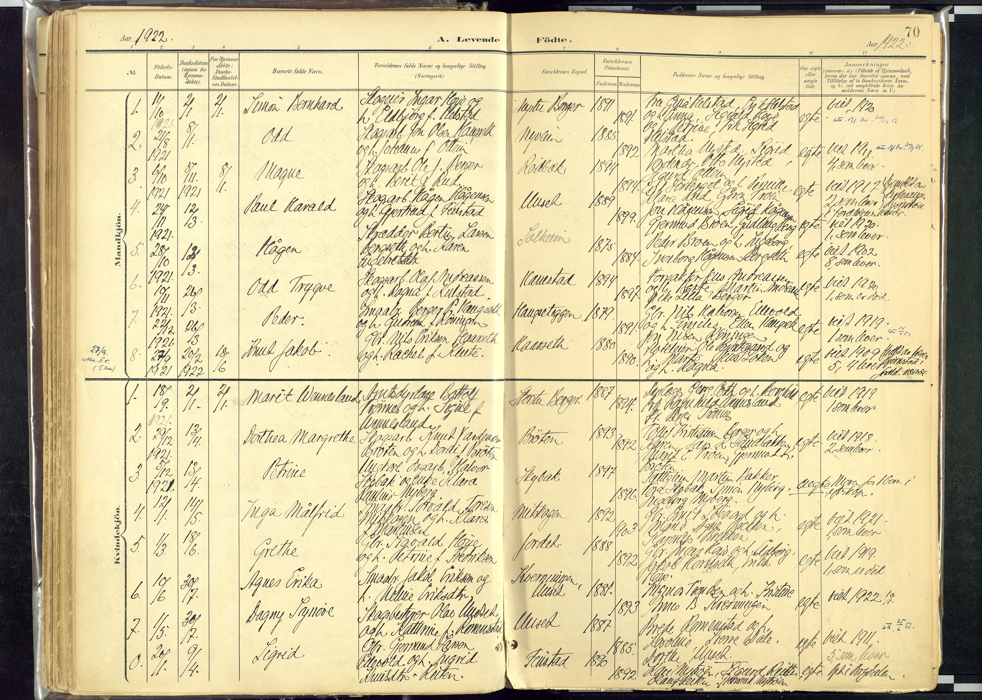 Rendalen prestekontor, AV/SAH-PREST-054/H/Ha/Haa/L0012: Parish register (official) no. 12, 1901-1928, p. 70