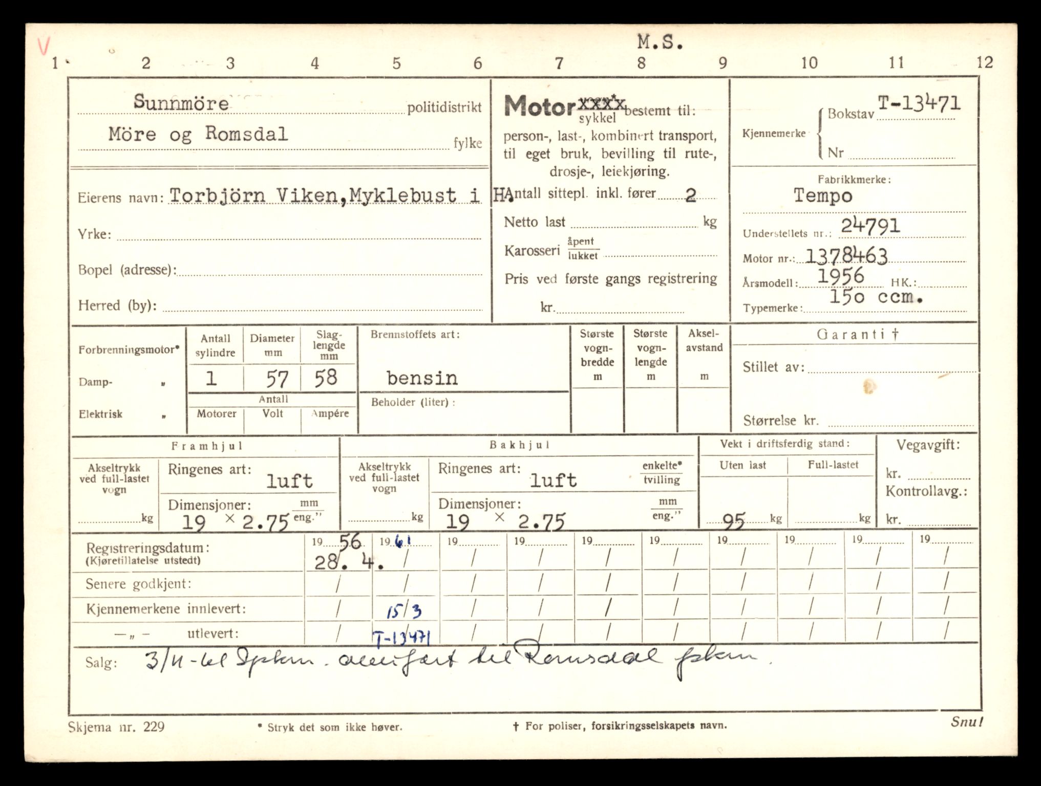 Møre og Romsdal vegkontor - Ålesund trafikkstasjon, AV/SAT-A-4099/F/Fe/L0039: Registreringskort for kjøretøy T 13361 - T 13530, 1927-1998, p. 1898