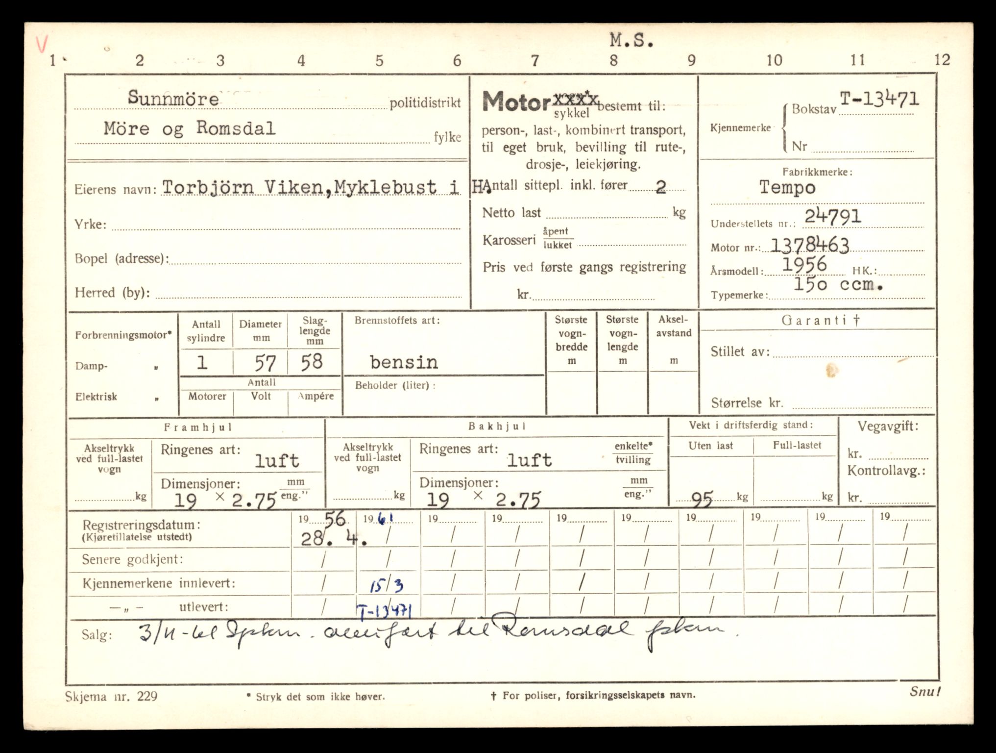 Møre og Romsdal vegkontor - Ålesund trafikkstasjon, SAT/A-4099/F/Fe/L0039: Registreringskort for kjøretøy T 13361 - T 13530, 1927-1998, p. 1898