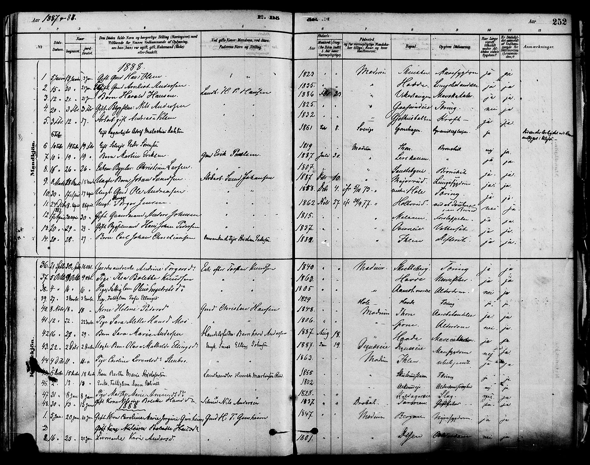 Modum kirkebøker, SAKO/A-234/F/Fa/L0011: Parish register (official) no. 11, 1877-1889, p. 252