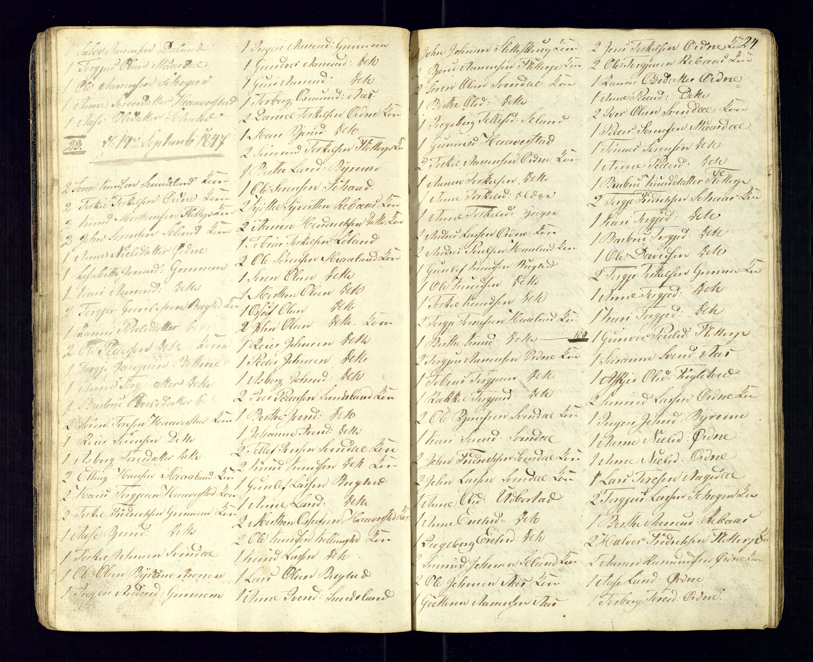 Bjelland sokneprestkontor, AV/SAK-1111-0005/F/Fc/Fcc/L0002: Communicants register no. C-2, 1842-1852, p. 24