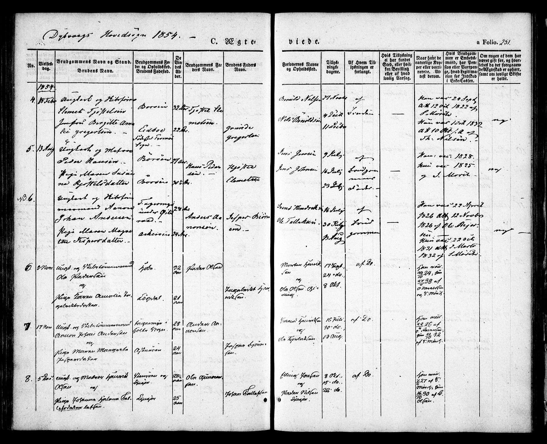 Dypvåg sokneprestkontor, AV/SAK-1111-0007/F/Fa/Faa/L0005: Parish register (official) no. A 5, 1841-1854, p. 251