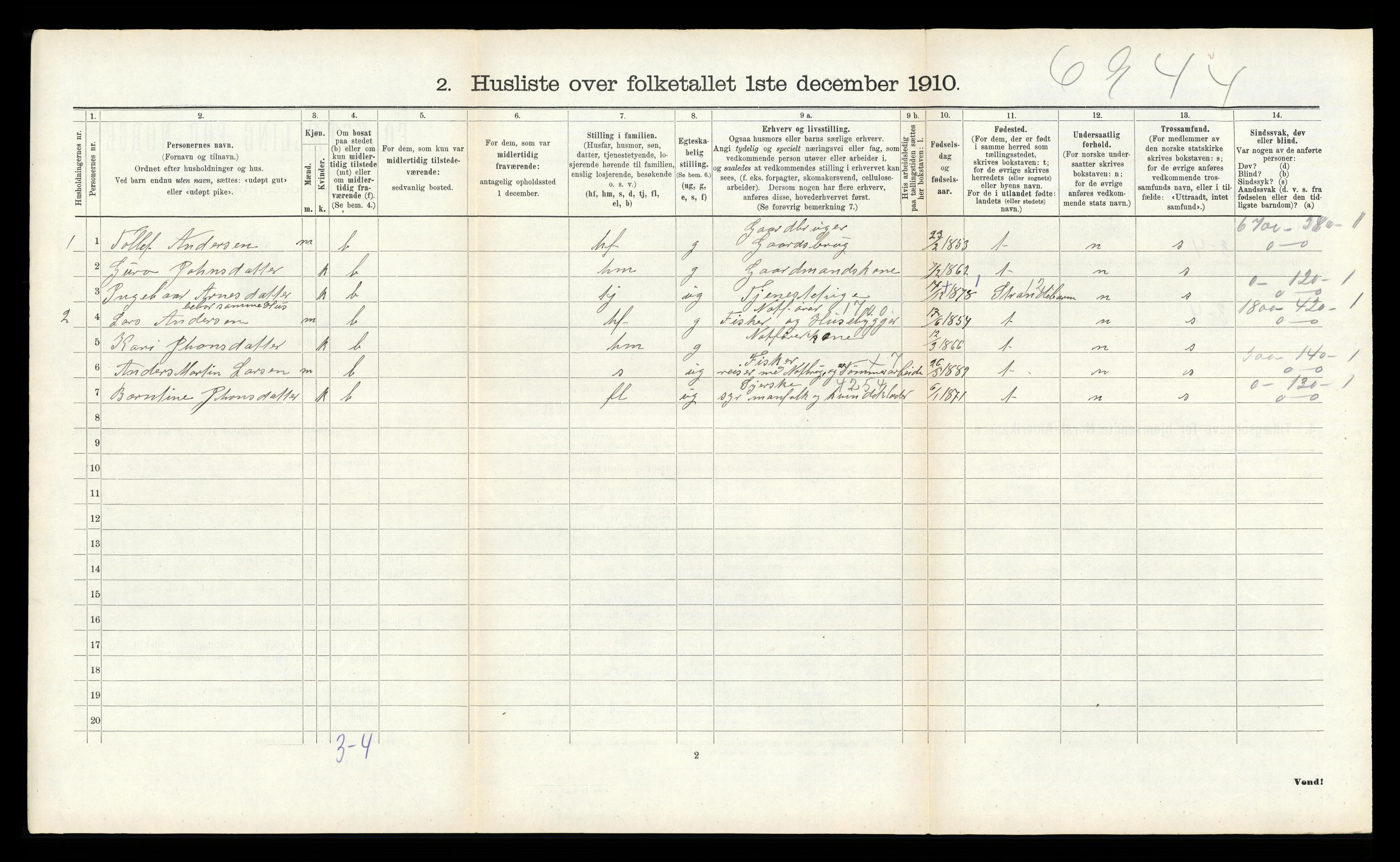 RA, 1910 census for Kvinnherad, 1910, p. 312