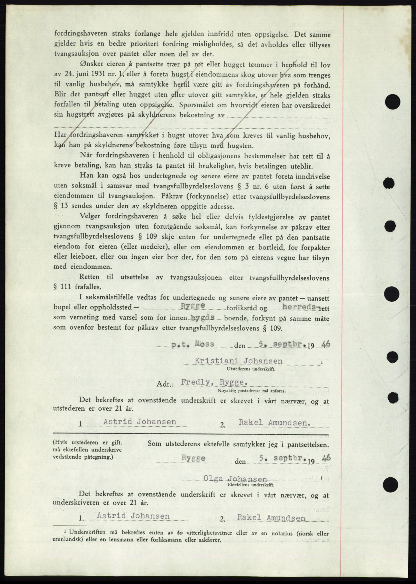 Moss sorenskriveri, SAO/A-10168: Mortgage book no. B15, 1946-1946, Diary no: : 2089/1946