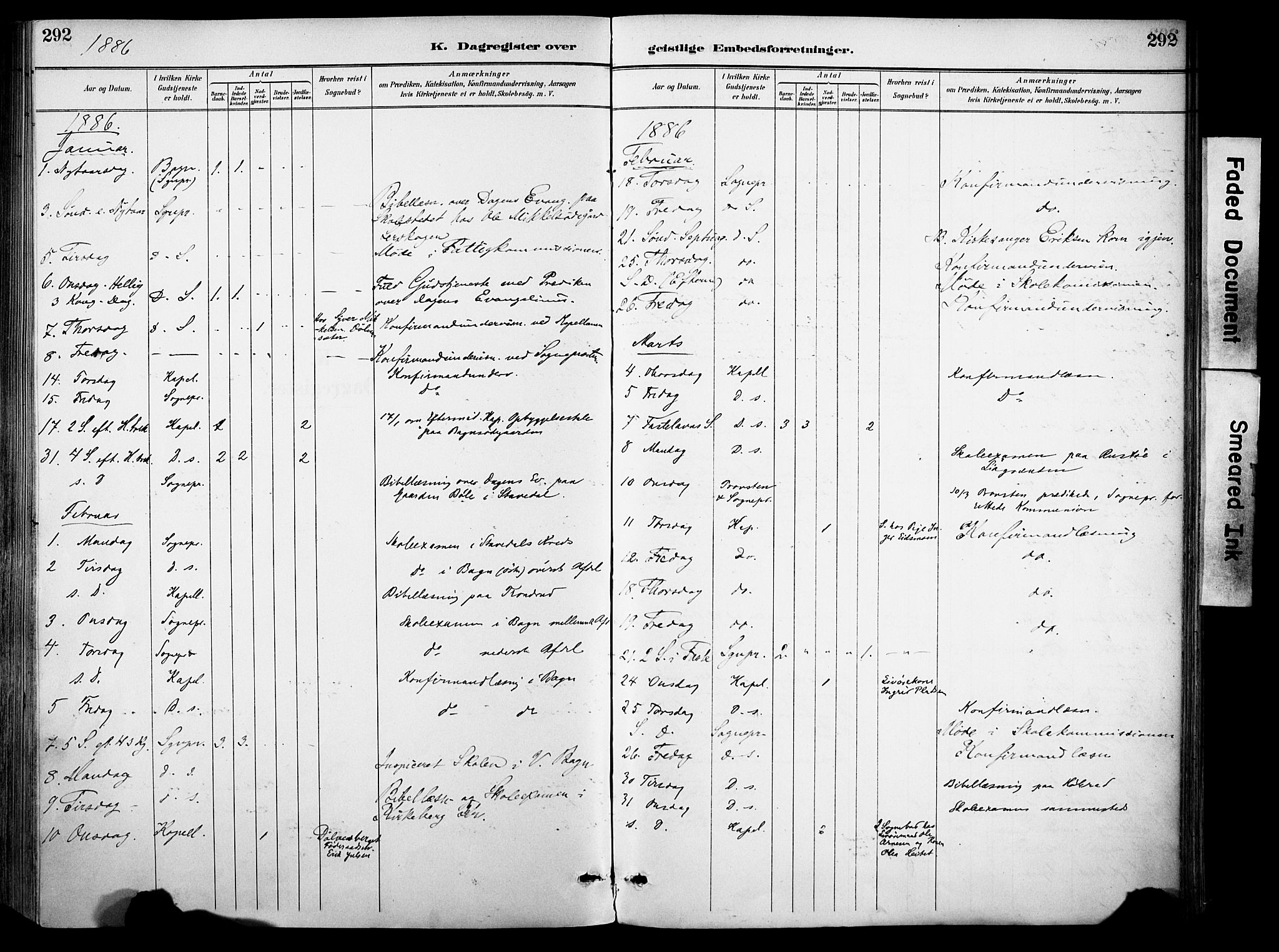 Sør-Aurdal prestekontor, SAH/PREST-128/H/Ha/Haa/L0009: Parish register (official) no. 9, 1886-1906, p. 292
