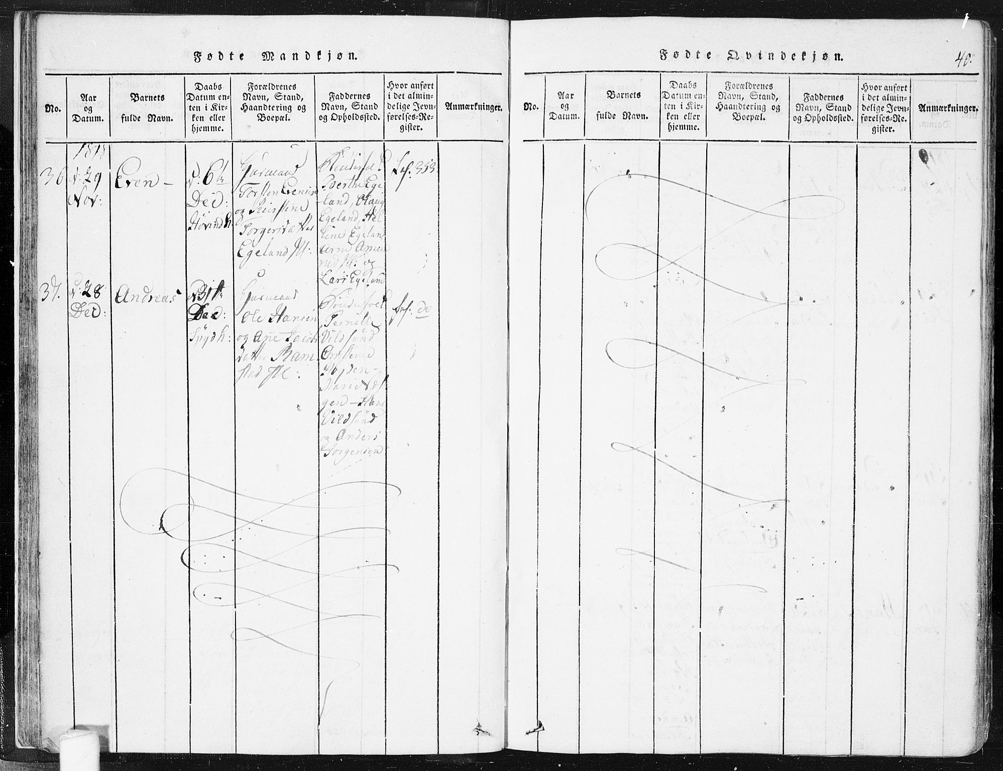 Spydeberg prestekontor Kirkebøker, AV/SAO-A-10924/F/Fa/L0004: Parish register (official) no. I 4, 1814-1841, p. 40