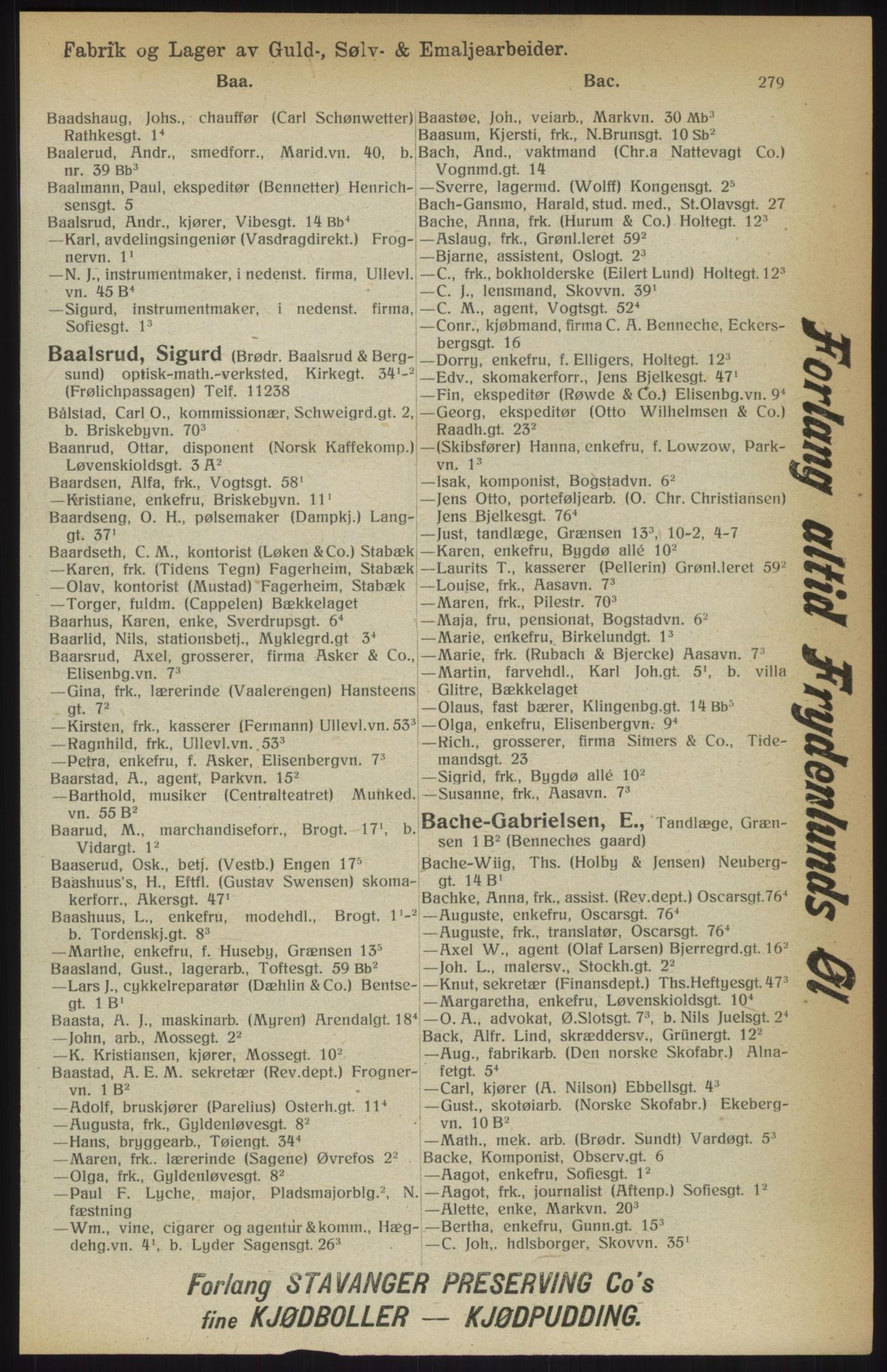 Kristiania/Oslo adressebok, PUBL/-, 1914, p. 279