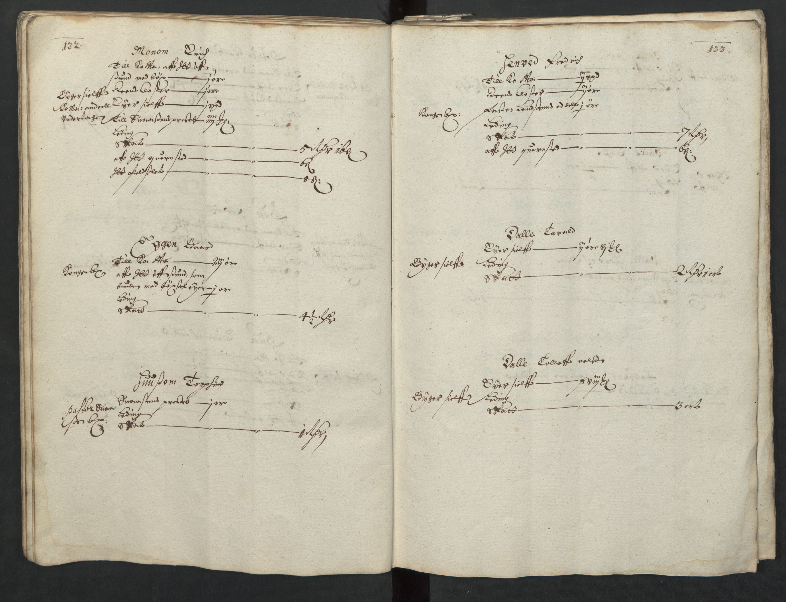 Rentekammeret inntil 1814, Realistisk ordnet avdeling, AV/RA-EA-4070/L/L0029/0001: Trondheim lagdømme: / Alminnelig jordebok og skattemanntall - Inderøy, 1661, p. 132-133