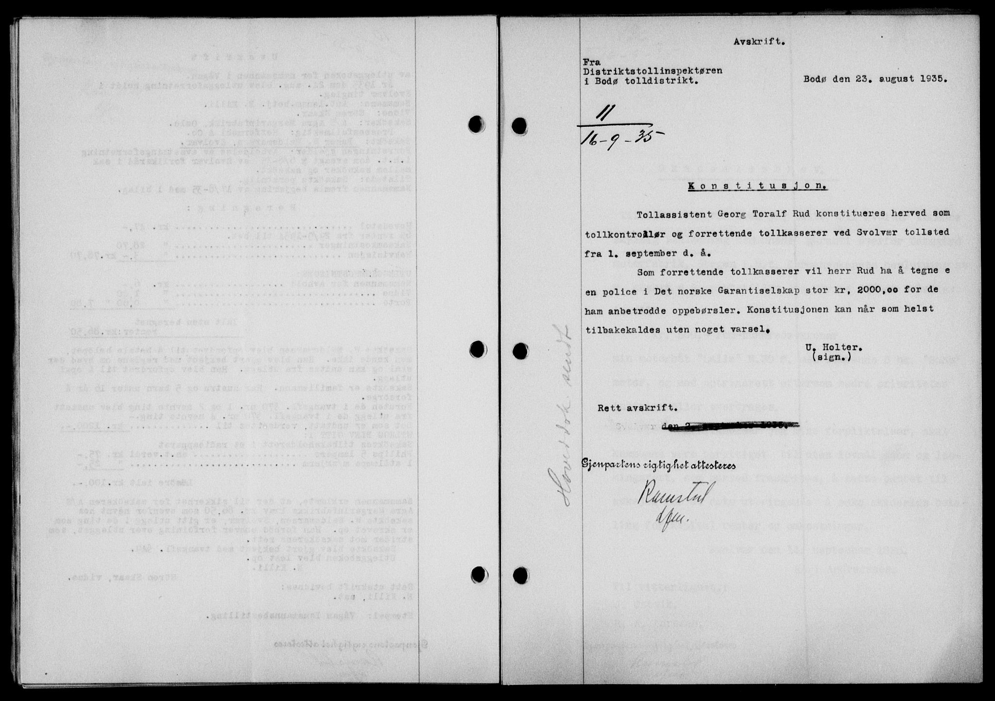 Lofoten sorenskriveri, AV/SAT-A-0017/1/2/2C/L0032b: Mortgage book no. 32b, 1935-1935, Deed date: 16.09.1935