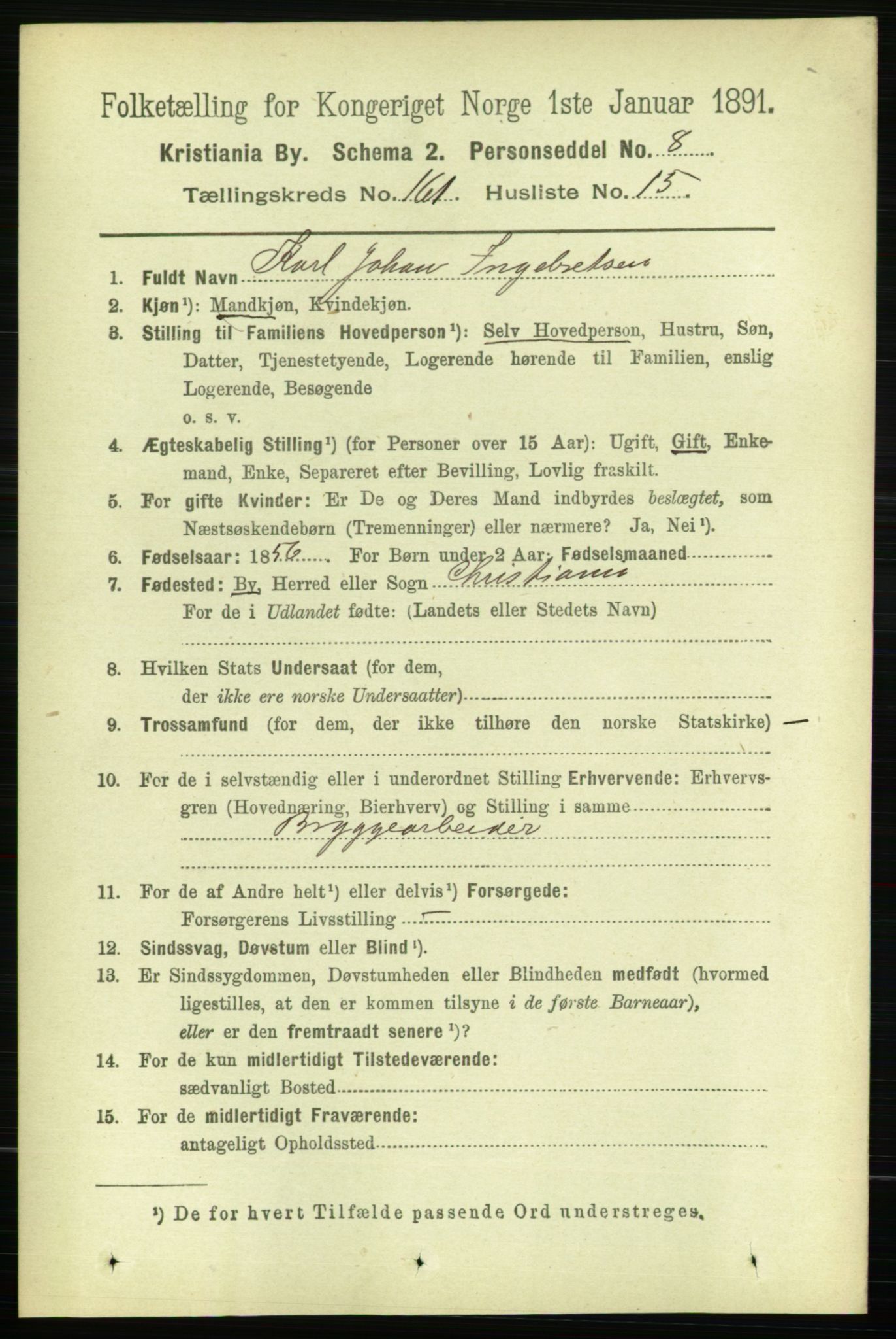 RA, 1891 census for 0301 Kristiania, 1891, p. 91850