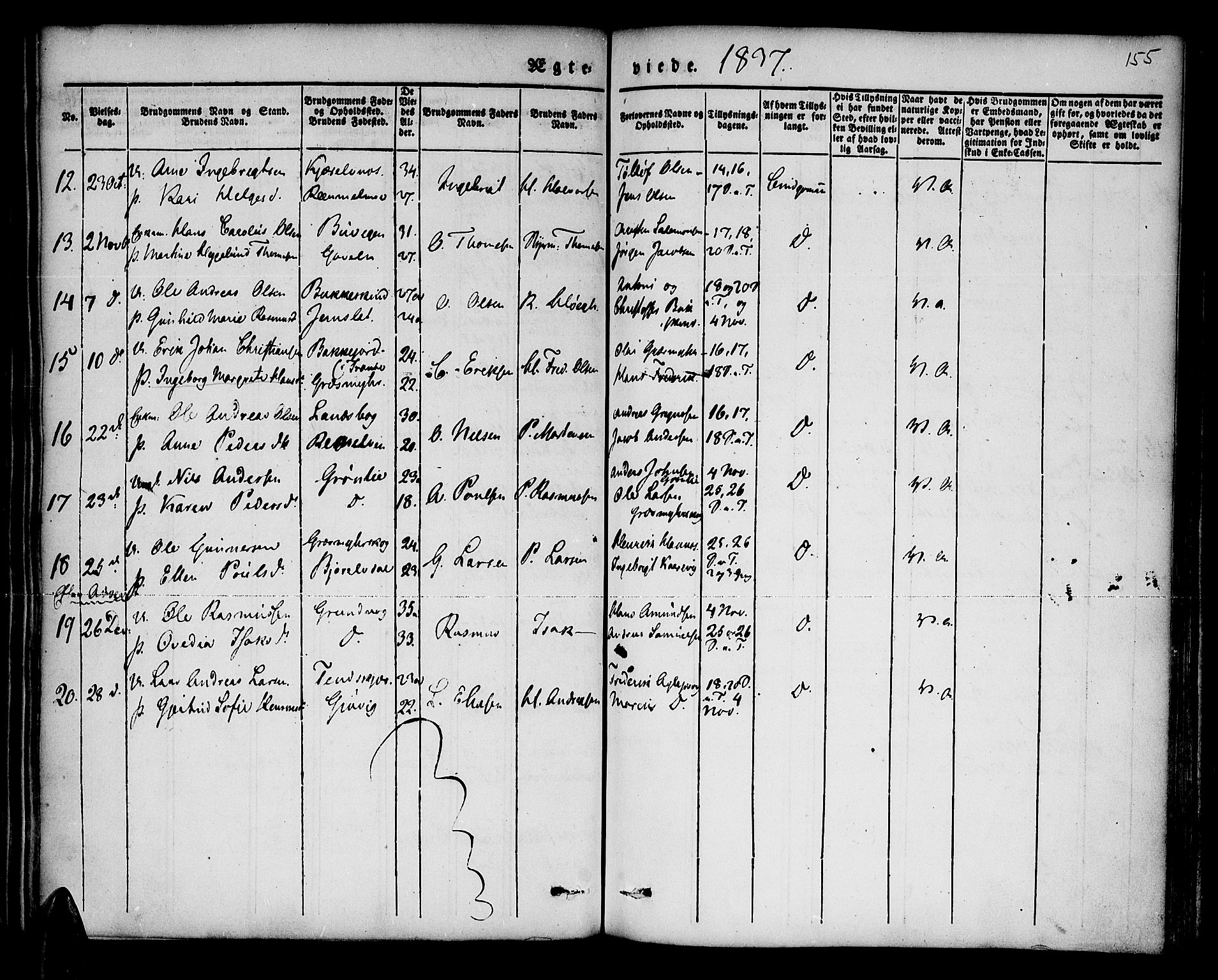 Lenvik sokneprestembete, SATØ/S-1310/H/Ha/Haa/L0004kirke: Parish register (official) no. 4, 1832-1844, p. 155