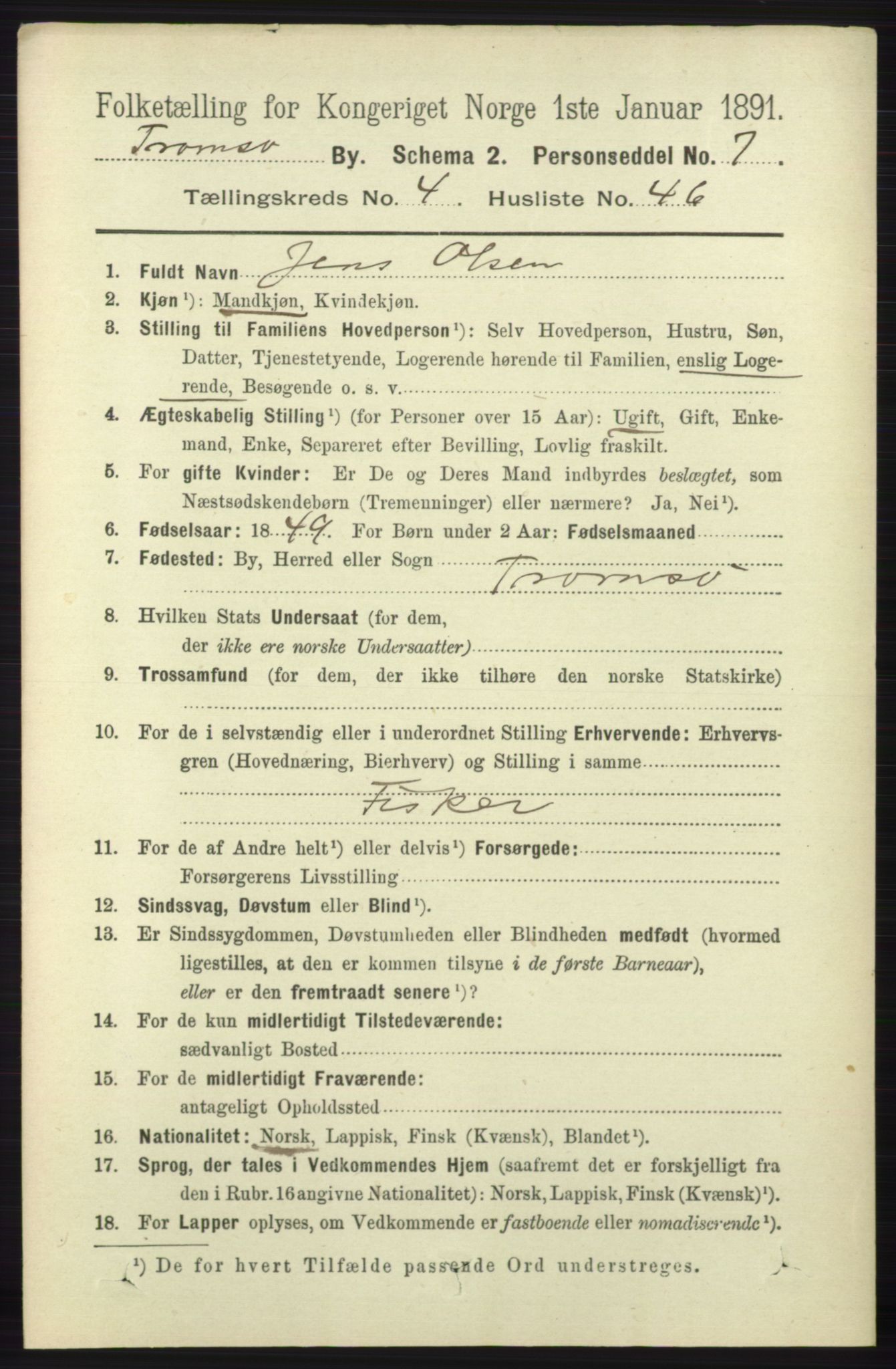 RA, 1891 census for 1902 Tromsø, 1891, p. 4728