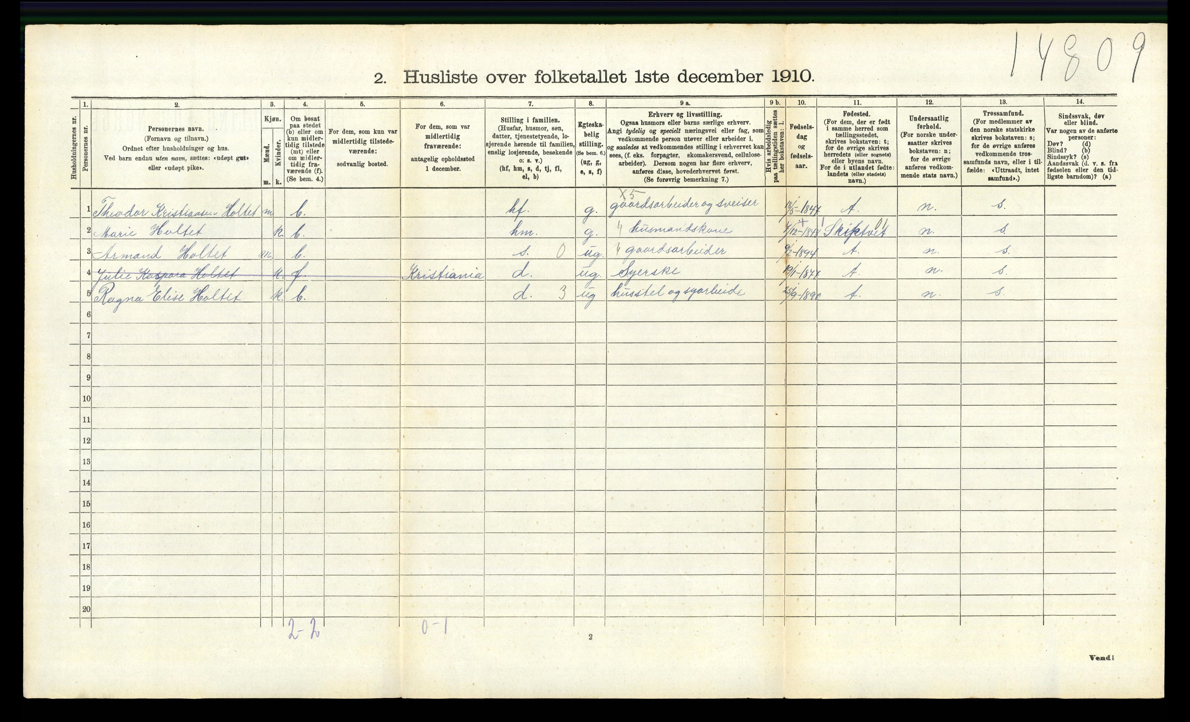 RA, 1910 census for Spydeberg, 1910, p. 224