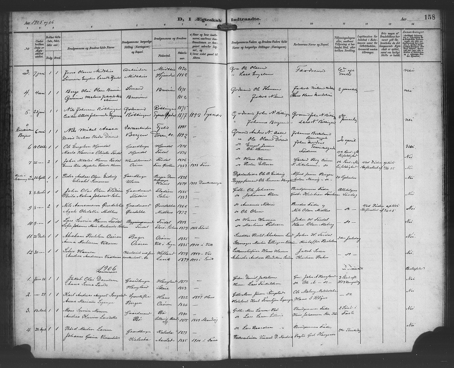 Os sokneprestembete, AV/SAB-A-99929: Parish register (copy) no. A 3, 1897-1913, p. 158