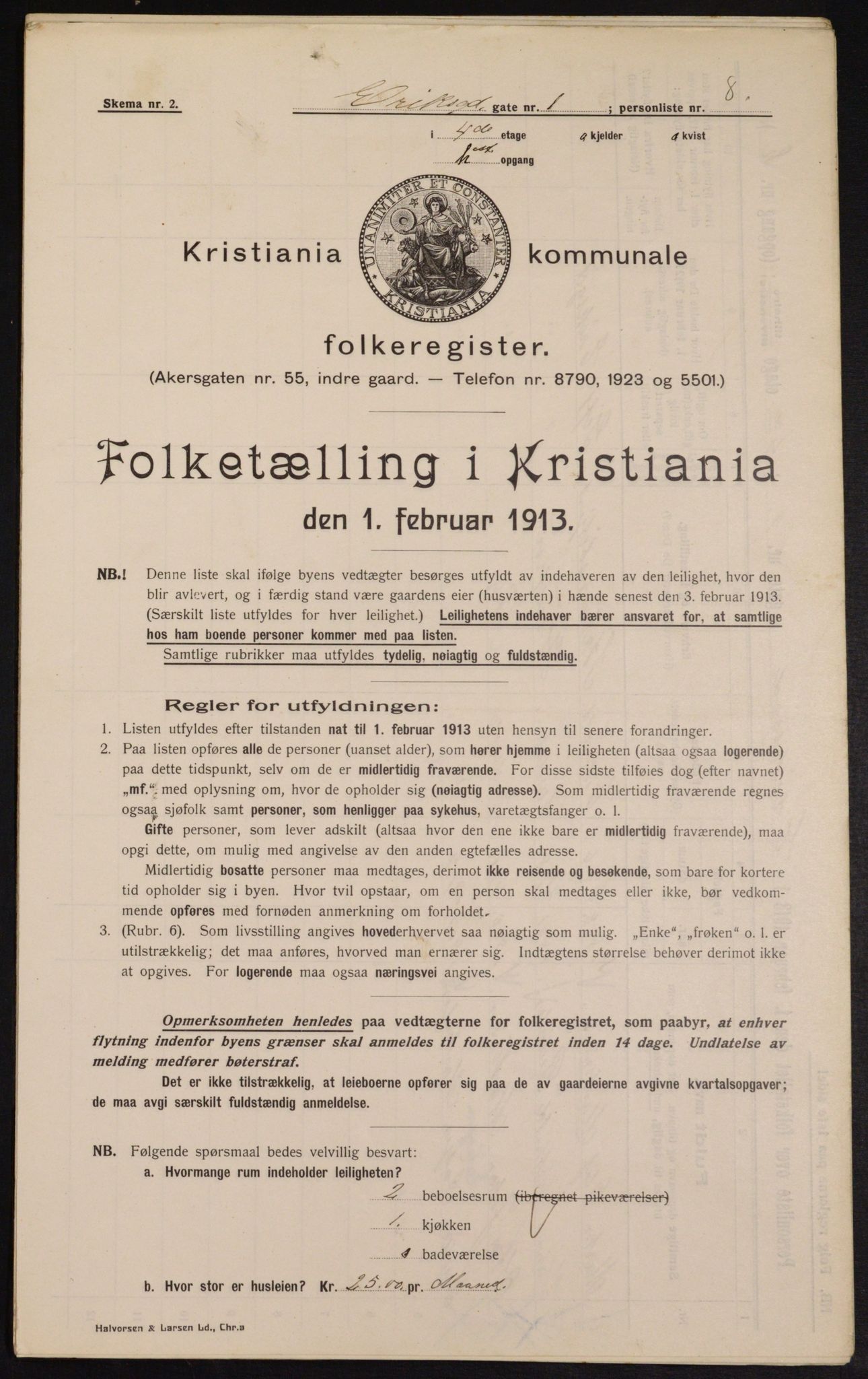 OBA, Municipal Census 1913 for Kristiania, 1913, p. 19643