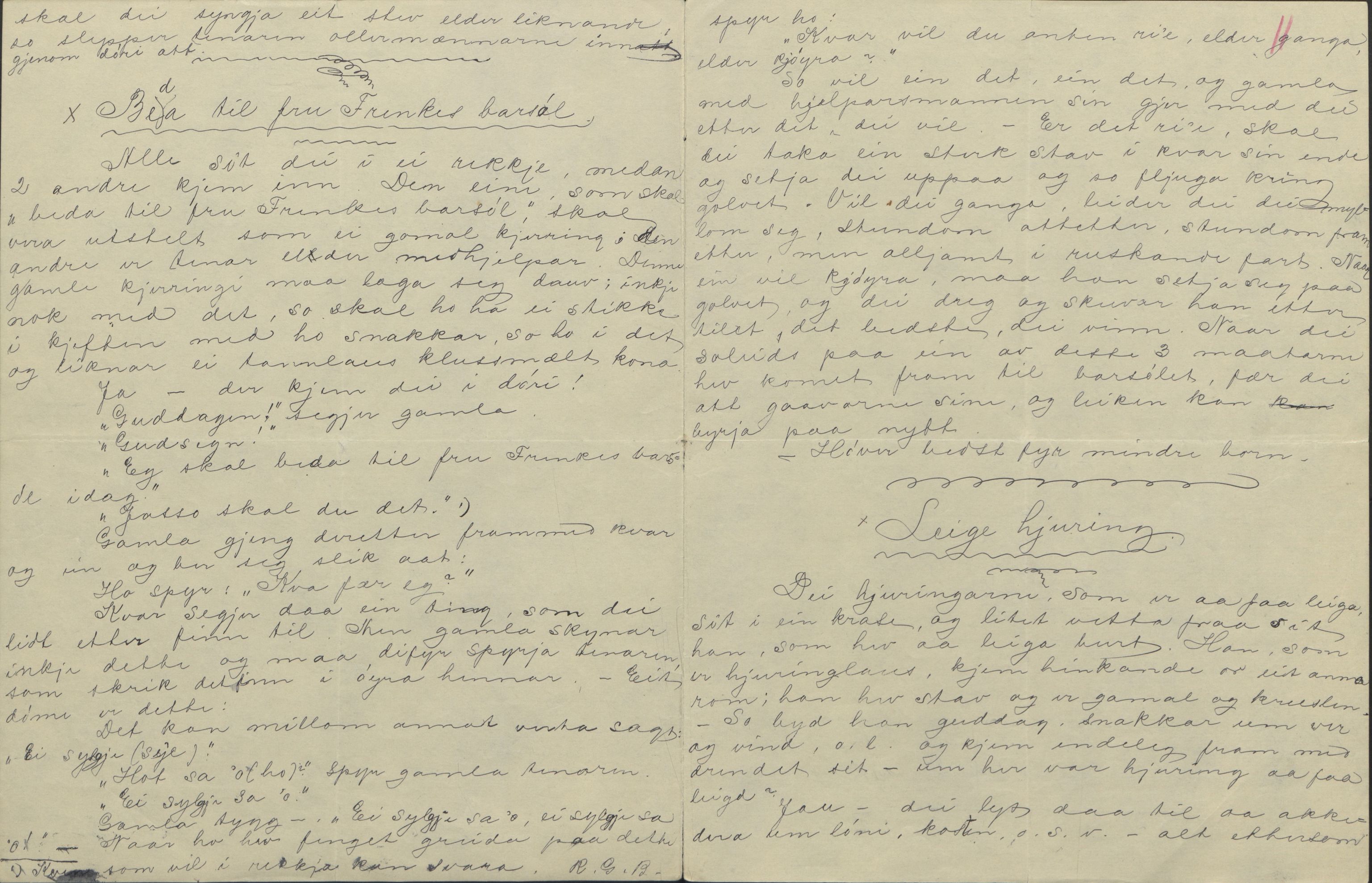 Rikard Berge, TEMU/TGM-A-1003/F/L0004/0053: 101-159 / 157 Manuskript, notatar, brev o.a. Nokre leiker, manuskript, 1906-1908, p. 10-11