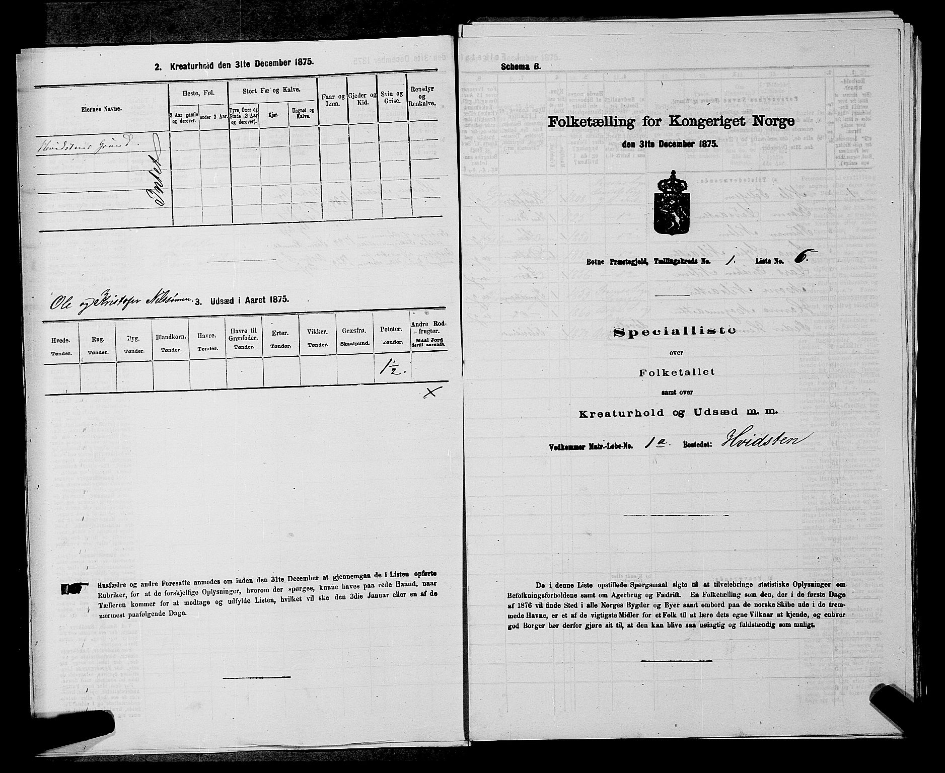 SAKO, 1875 census for 0715P Botne, 1875, p. 56