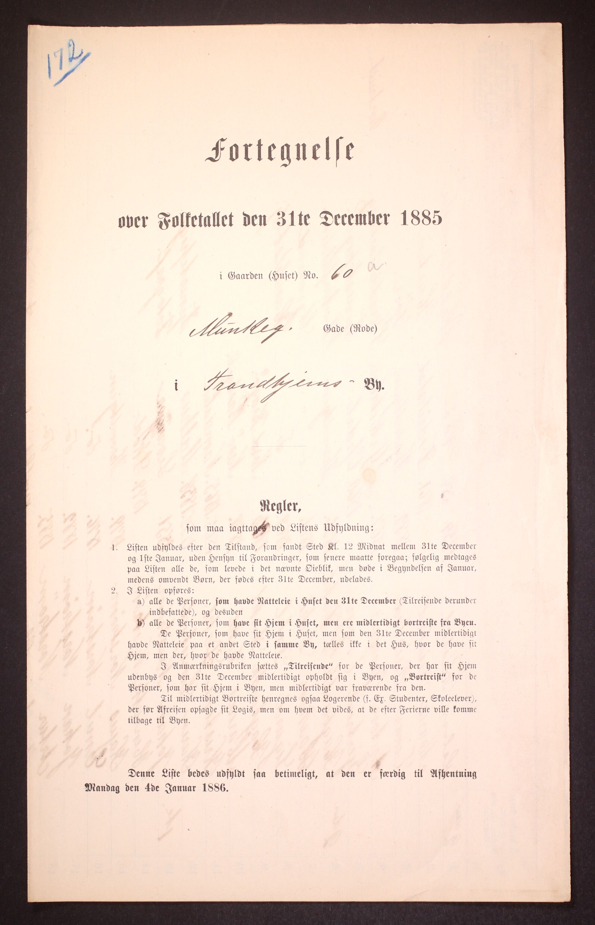 SAT, 1885 census for 1601 Trondheim, 1885, p. 1468