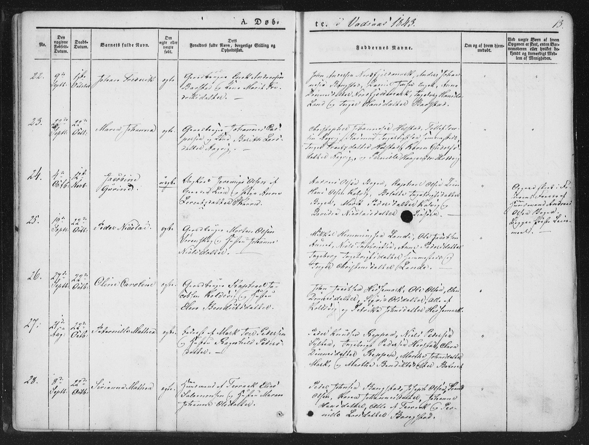 Ministerialprotokoller, klokkerbøker og fødselsregistre - Nordland, AV/SAT-A-1459/810/L0144: Parish register (official) no. 810A07 /1, 1841-1862, p. 13