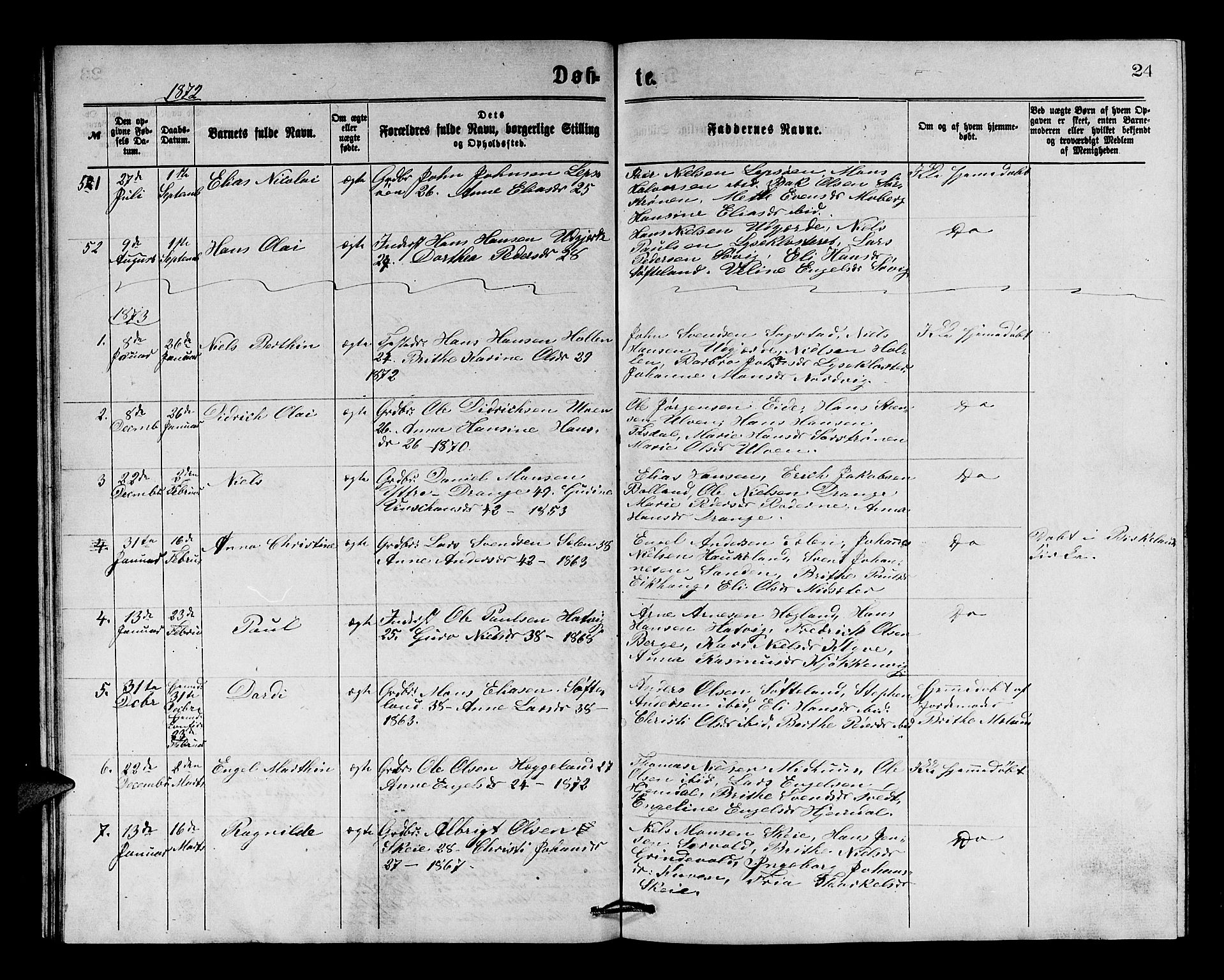 Os sokneprestembete, SAB/A-99929: Parish register (copy) no. A 1, 1869-1879, p. 24