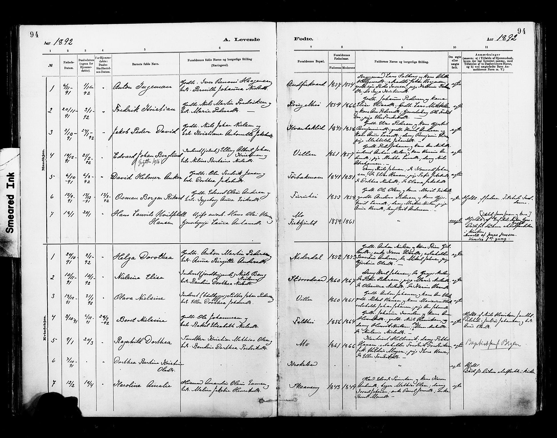 Ministerialprotokoller, klokkerbøker og fødselsregistre - Nordland, AV/SAT-A-1459/827/L0400: Parish register (official) no. 827A12, 1883-1903, p. 94