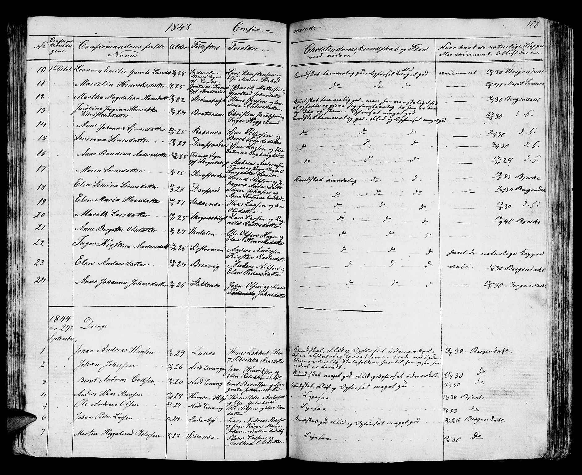 Karlsøy sokneprestembete, AV/SATØ-S-1299/H/Ha/Hab/L0002klokker: Parish register (copy) no. 2, 1843-1861, p. 103