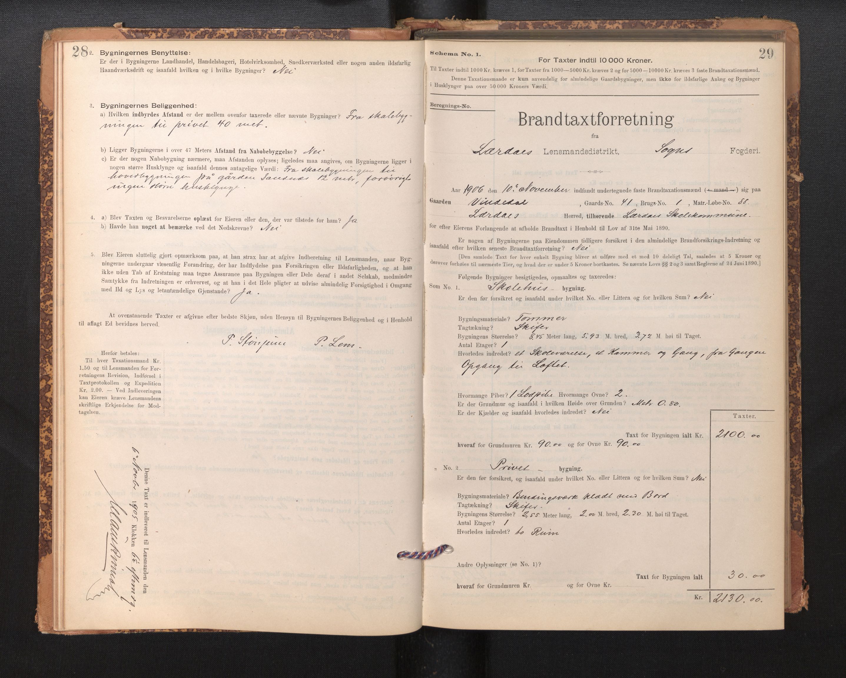 Lensmannen i Lærdal, SAB/A-29401/0012/L0006: Branntakstprotokoll, skjematakst, 1896-1947, p. 28-29