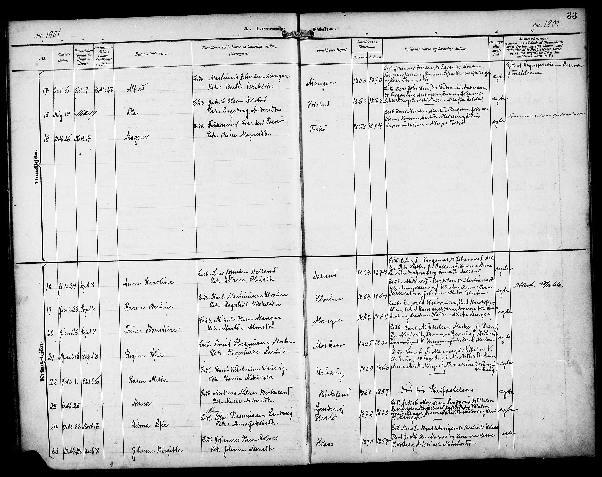 Manger sokneprestembete, SAB/A-76801/H/Haa: Parish register (official) no. B 2, 1893-1906, p. 33