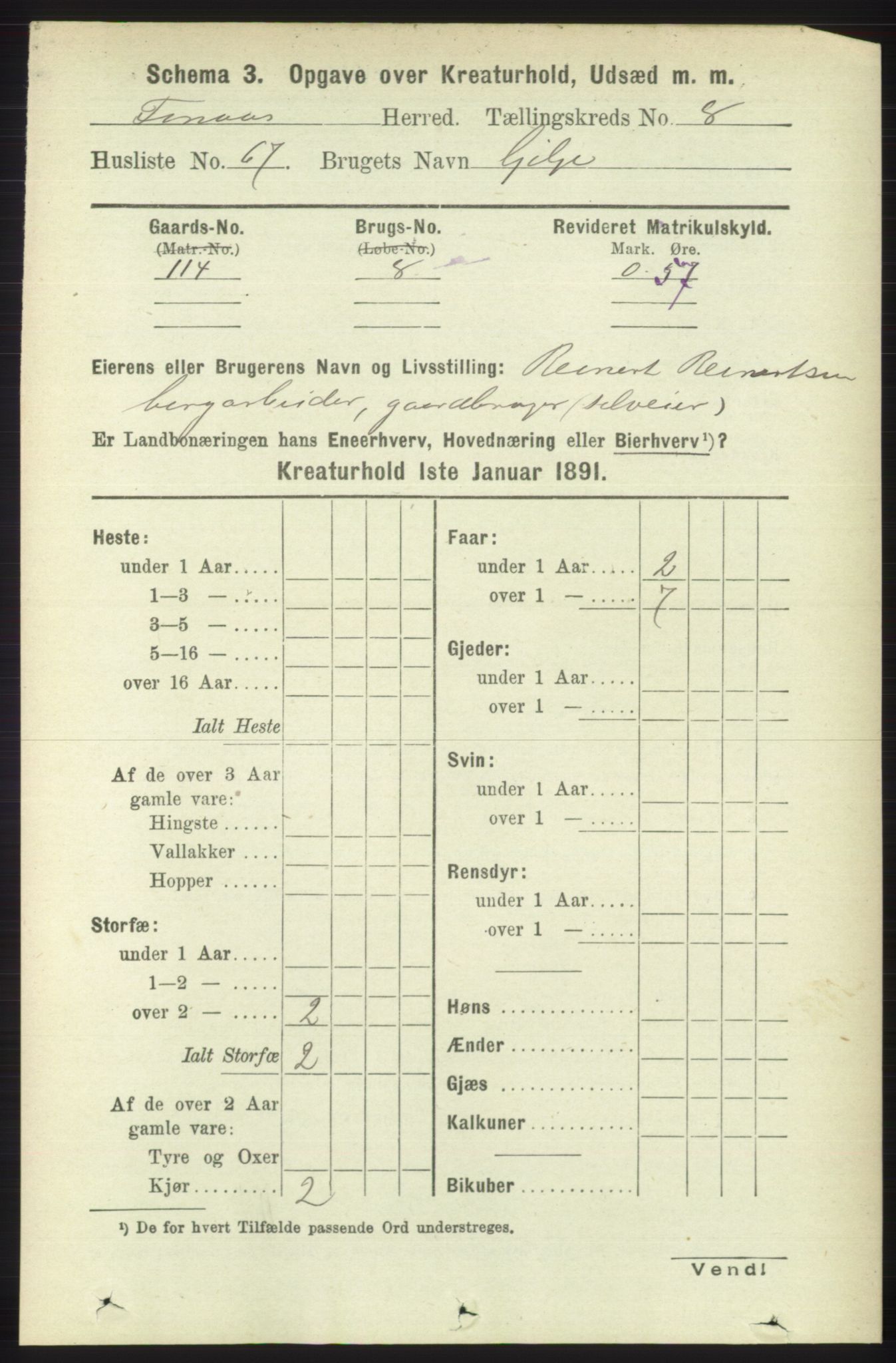 RA, 1891 census for 1218 Finnås, 1891, p. 7012