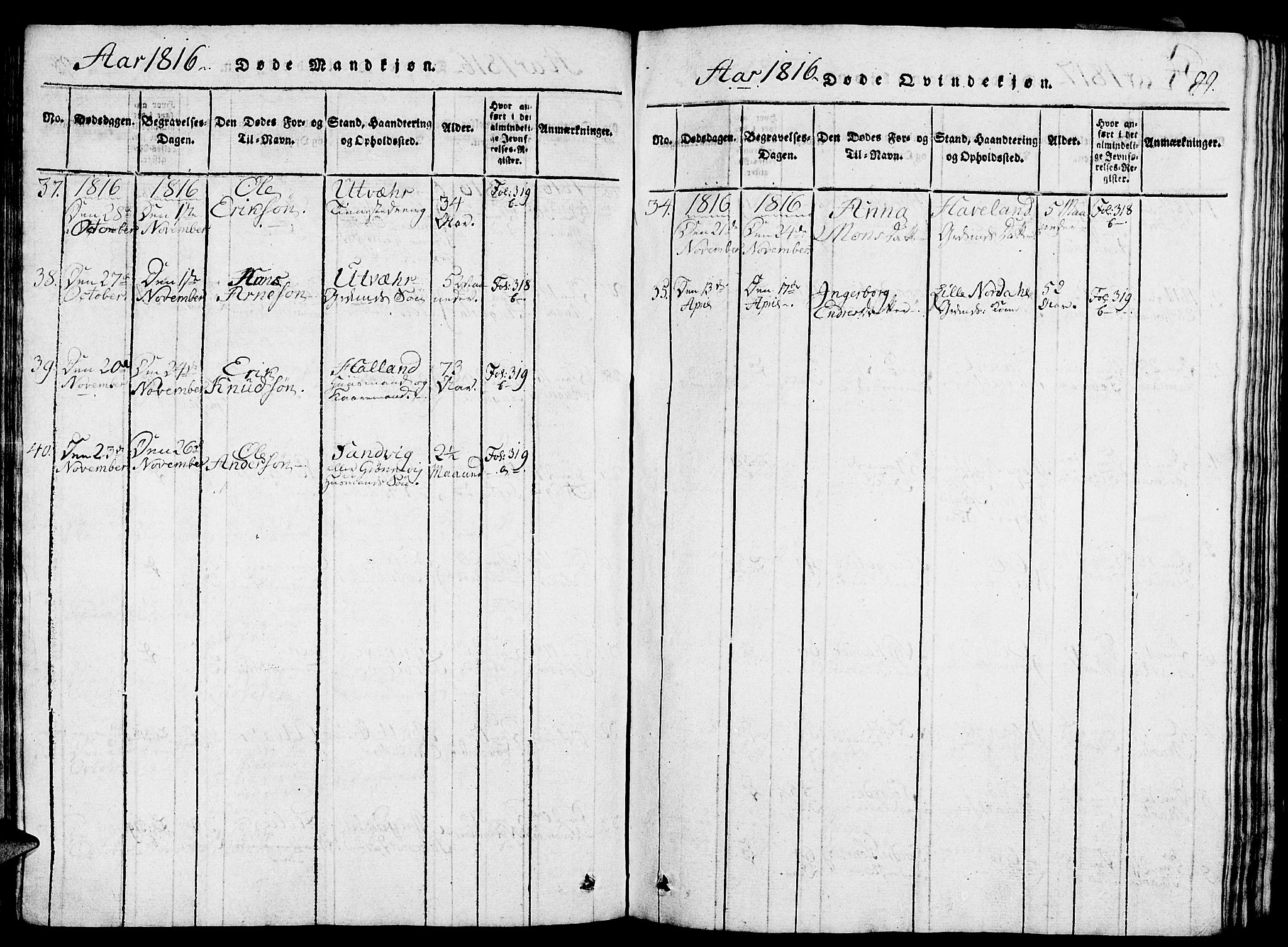 Gulen sokneprestembete, AV/SAB-A-80201/H/Haa/Haaa/L0018: Parish register (official) no. A 18, 1816-1825, p. 99